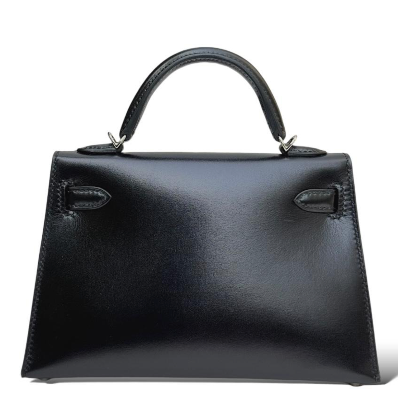 HERMES Kelly 20 Cloute Noir Cuir Box Finition Palladié