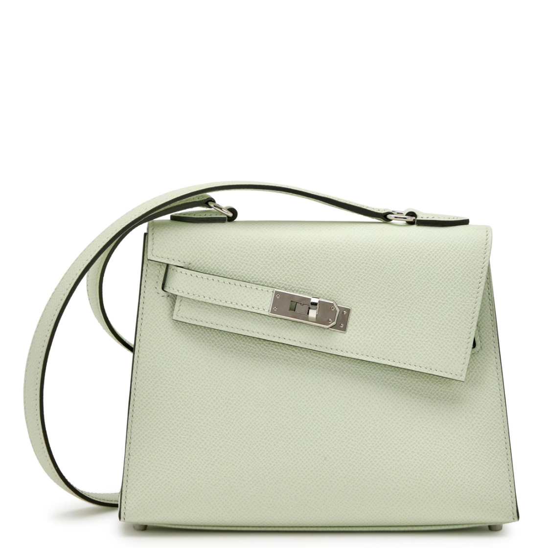 HERMES Kelly En Désordre Vert Fizz Cuir Epsom Finition Palladié