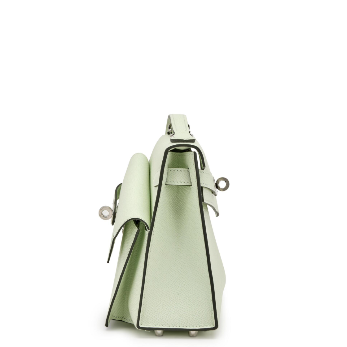 HERMES Kelly En Désordre Vert Fizz Cuir Epsom Finition Palladié