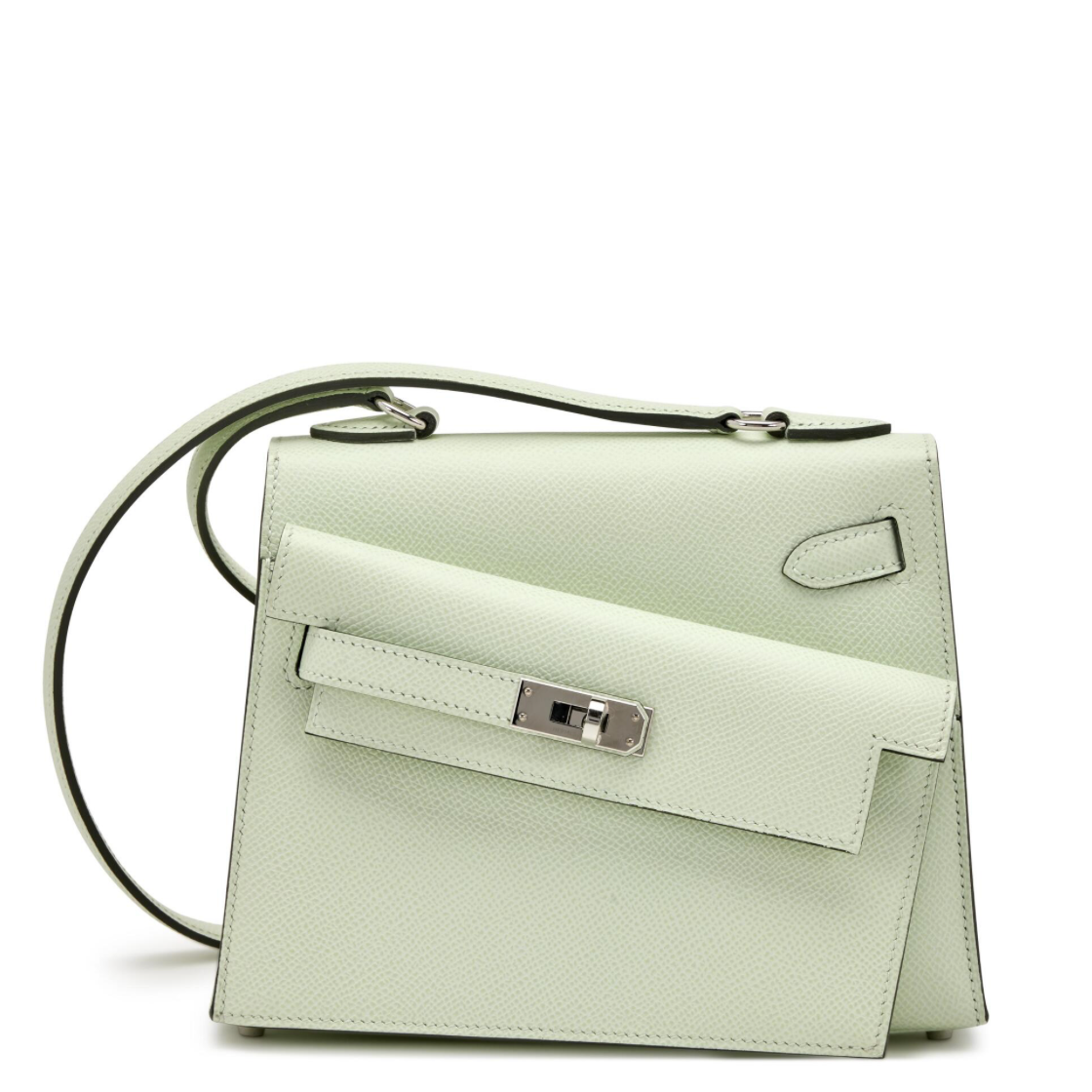 HERMES Kelly En Désordre Vert Fizz Cuir Epsom Finition Palladié