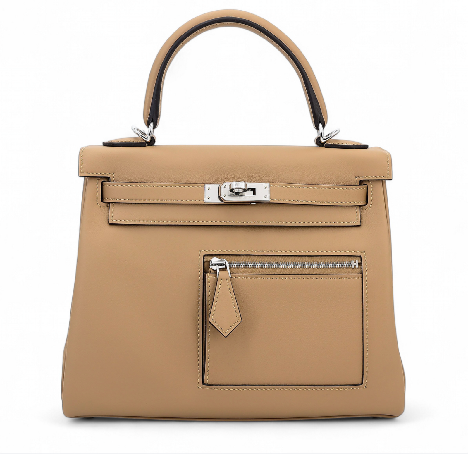 HERMES KELLY 25 COLORMATIC POUSSIERE SWIFT PALLADIUM HARDWARE