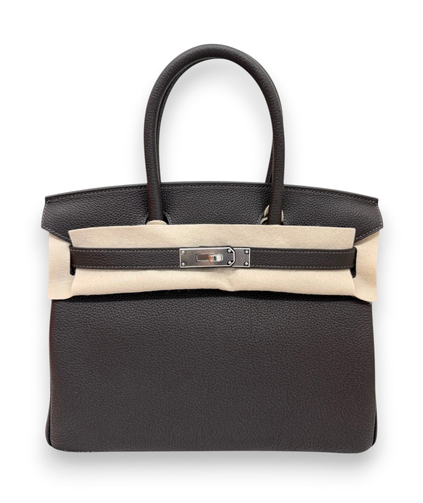HERMES Birkin 30 Bai Brun Veau Togo Finition Palladium