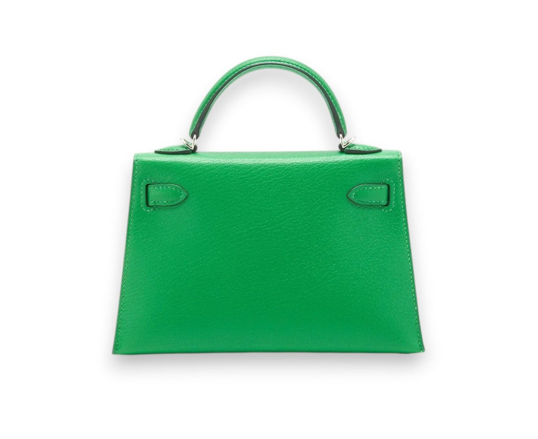 Hermes Kelly 20 Veau Chèvre Bambou Finition Palladié