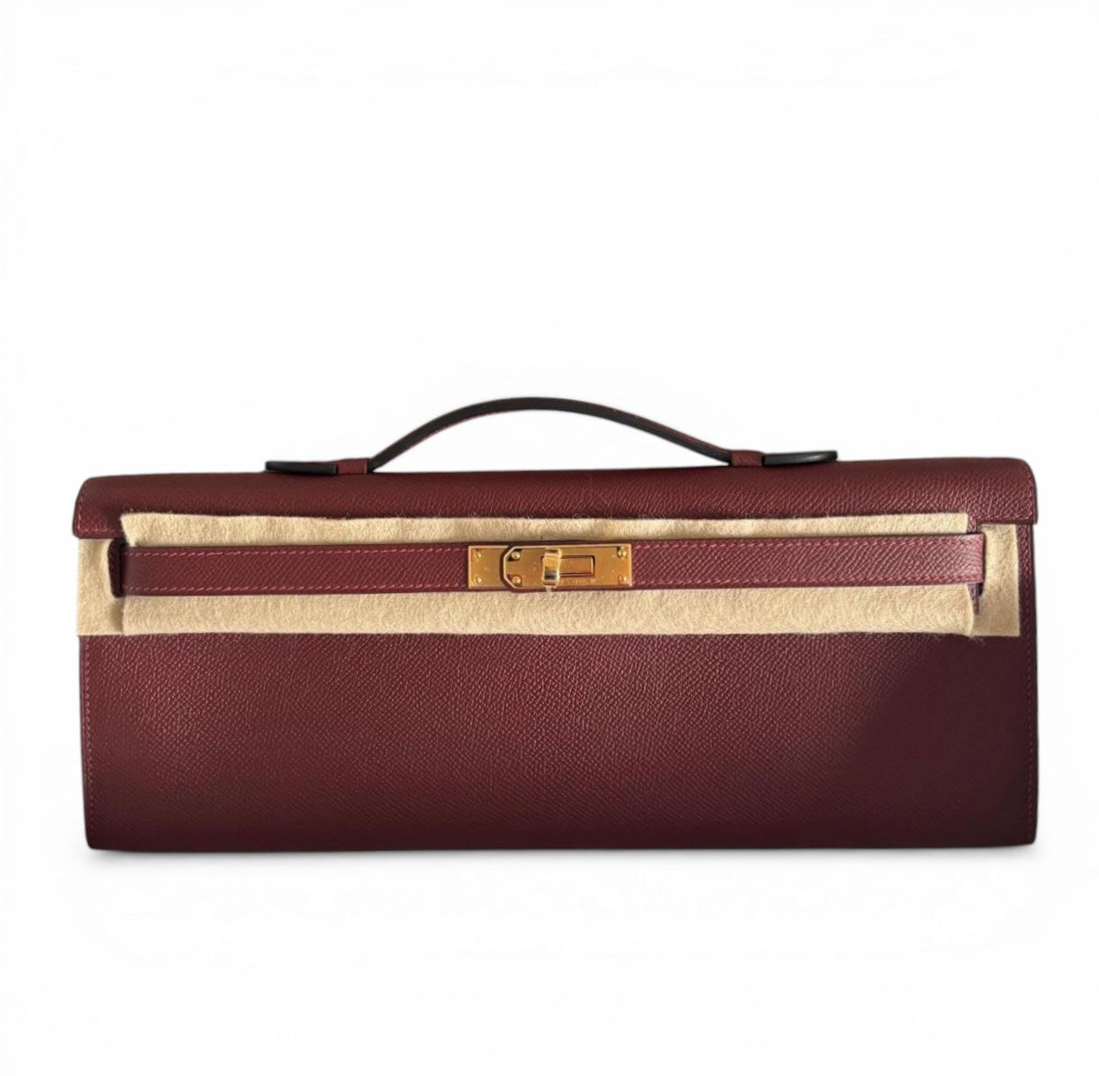 HERMES Kelly Cut Rouge H Cuir Epsom Finition Or Jaune