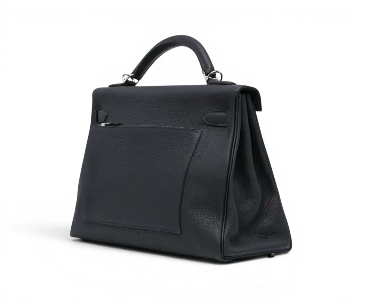HERMES Kelly 42 Noir Togo Finition Palladie