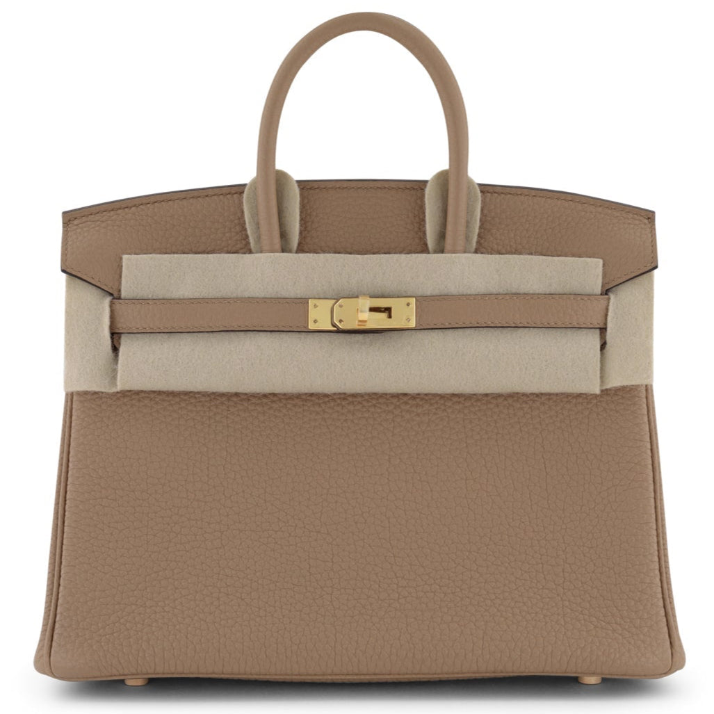 HERMES Birkin 25 Chai Cuir Togo Finition Or Jaune