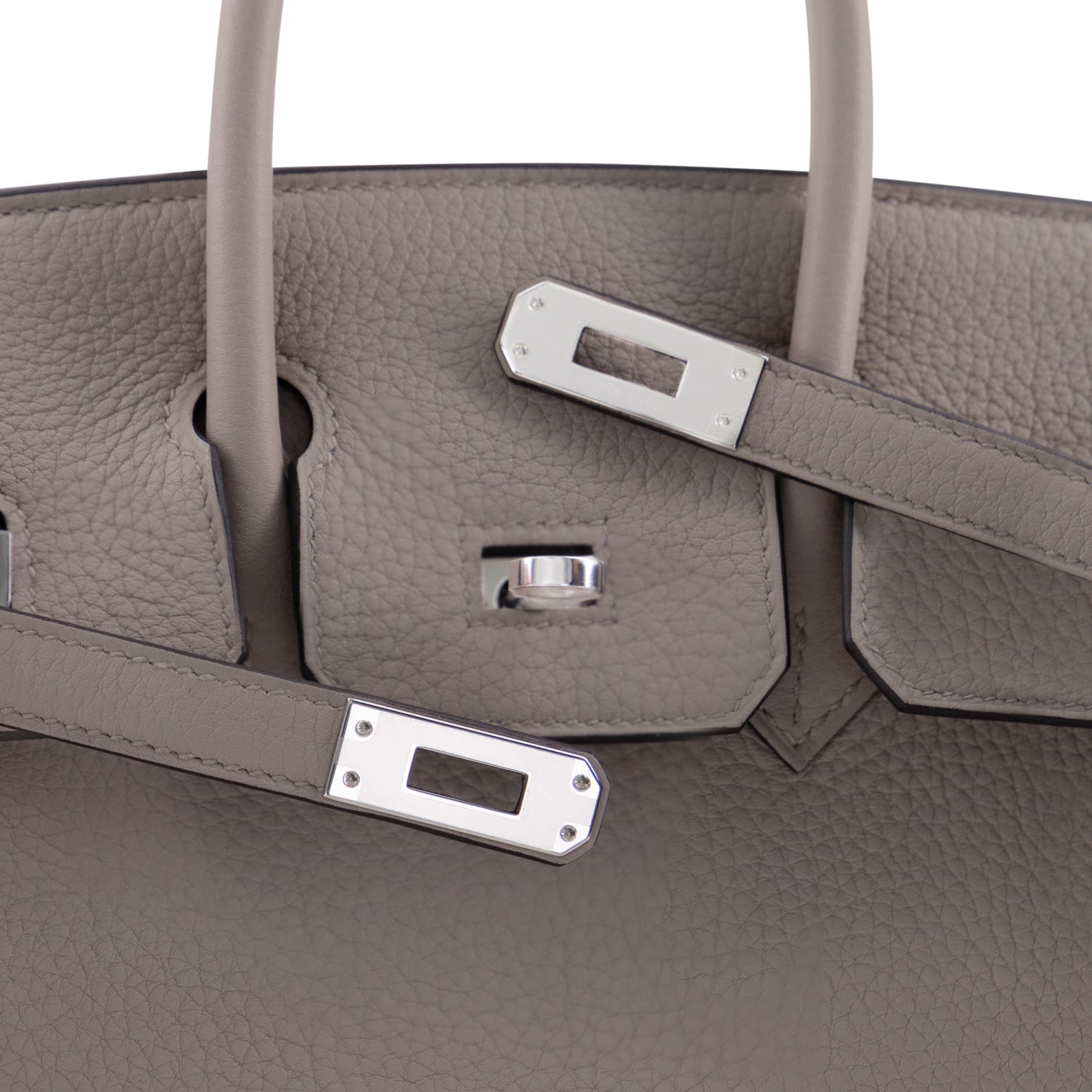 HERMES Birkin 25 Gris Tourterelle Cuir Togo Finition Palladié