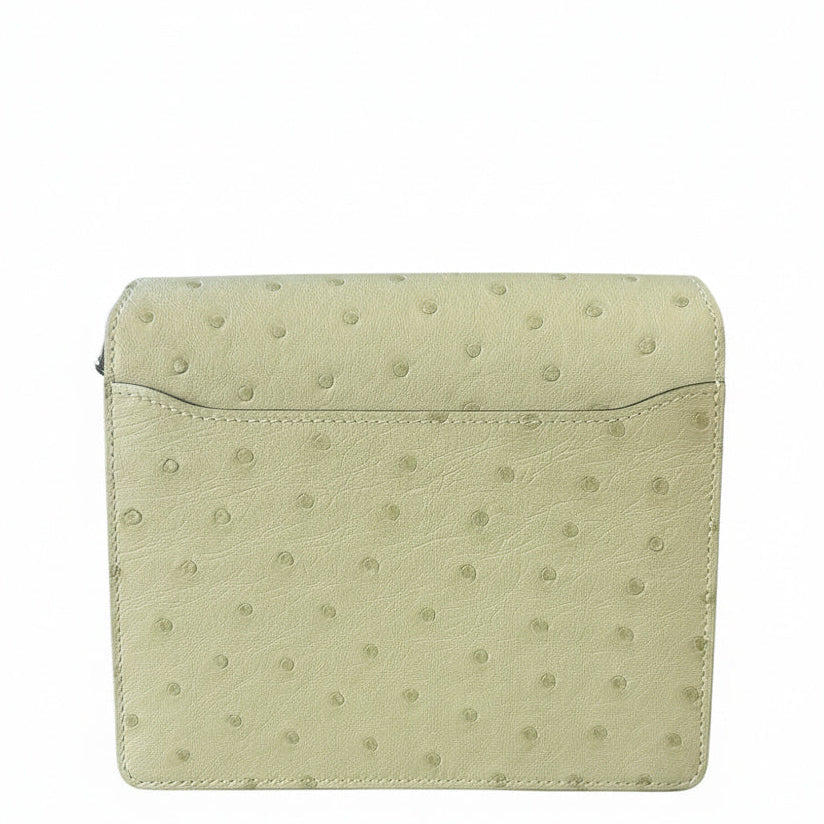 HERMES Mini Roulis Jaune Bourgeon Autruche Finition Palladié