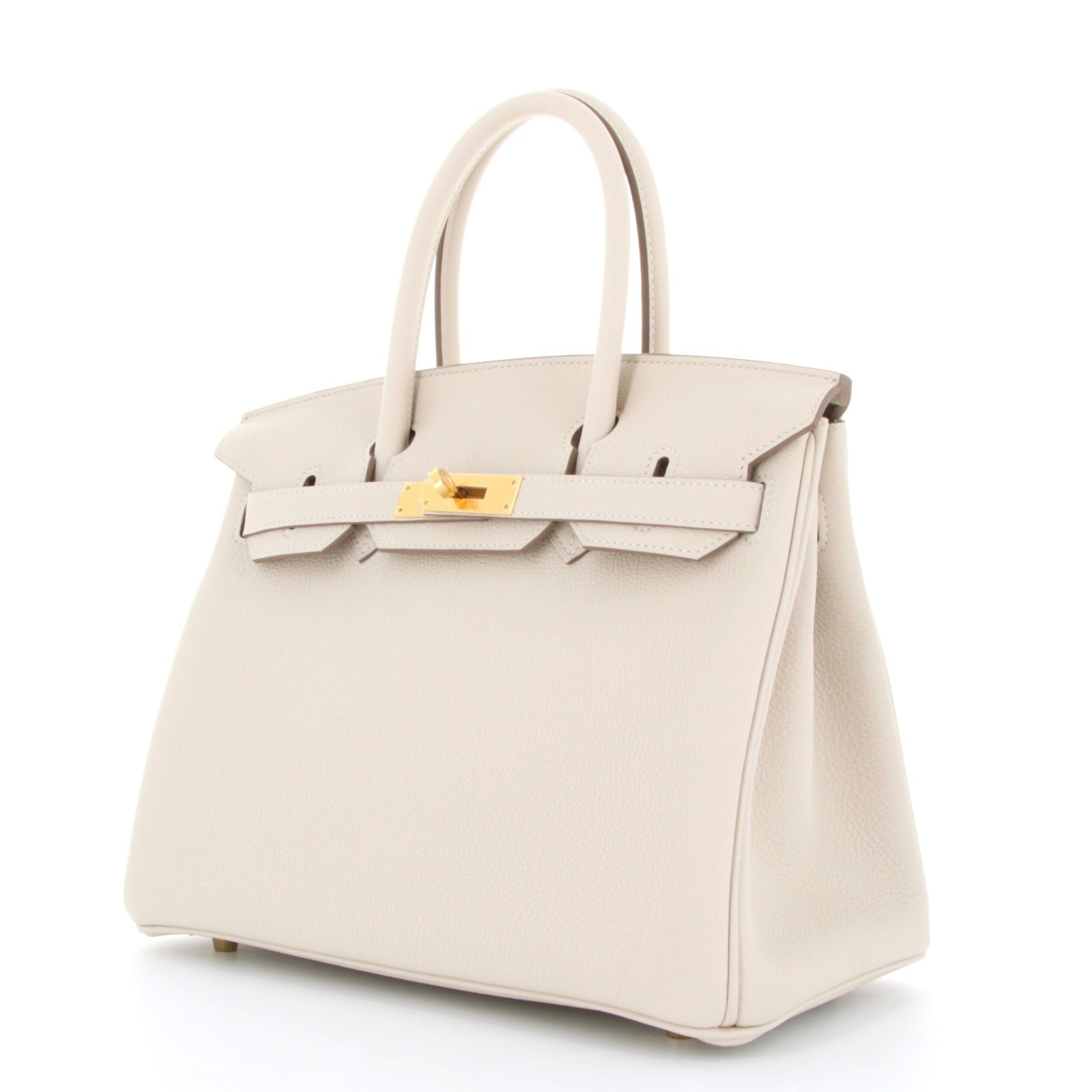 HERMES Birkin 30 Craie Togo Finition Or Jaune