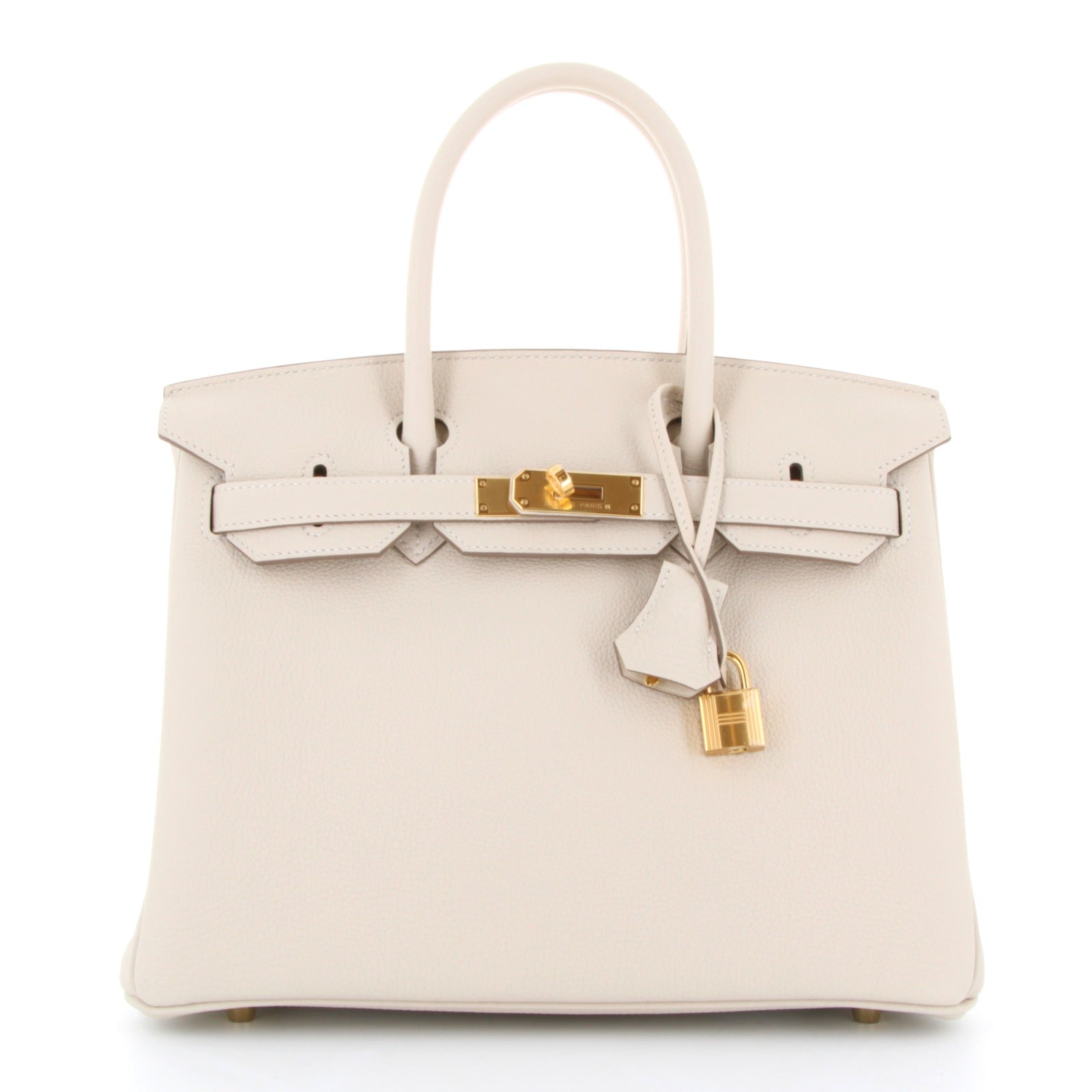 HERMES Birkin 30 Craie Togo Finition Or Jaune