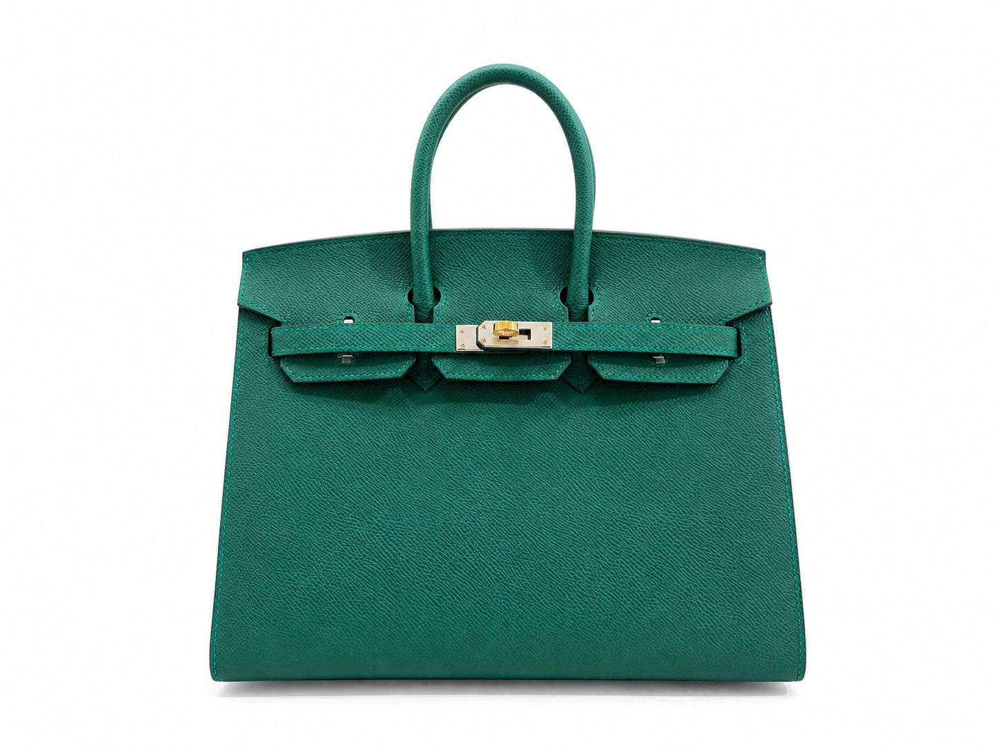 HERMÈS BIRKIN 25 VERT MOYEN EPSOM FINITION ELECTRUM