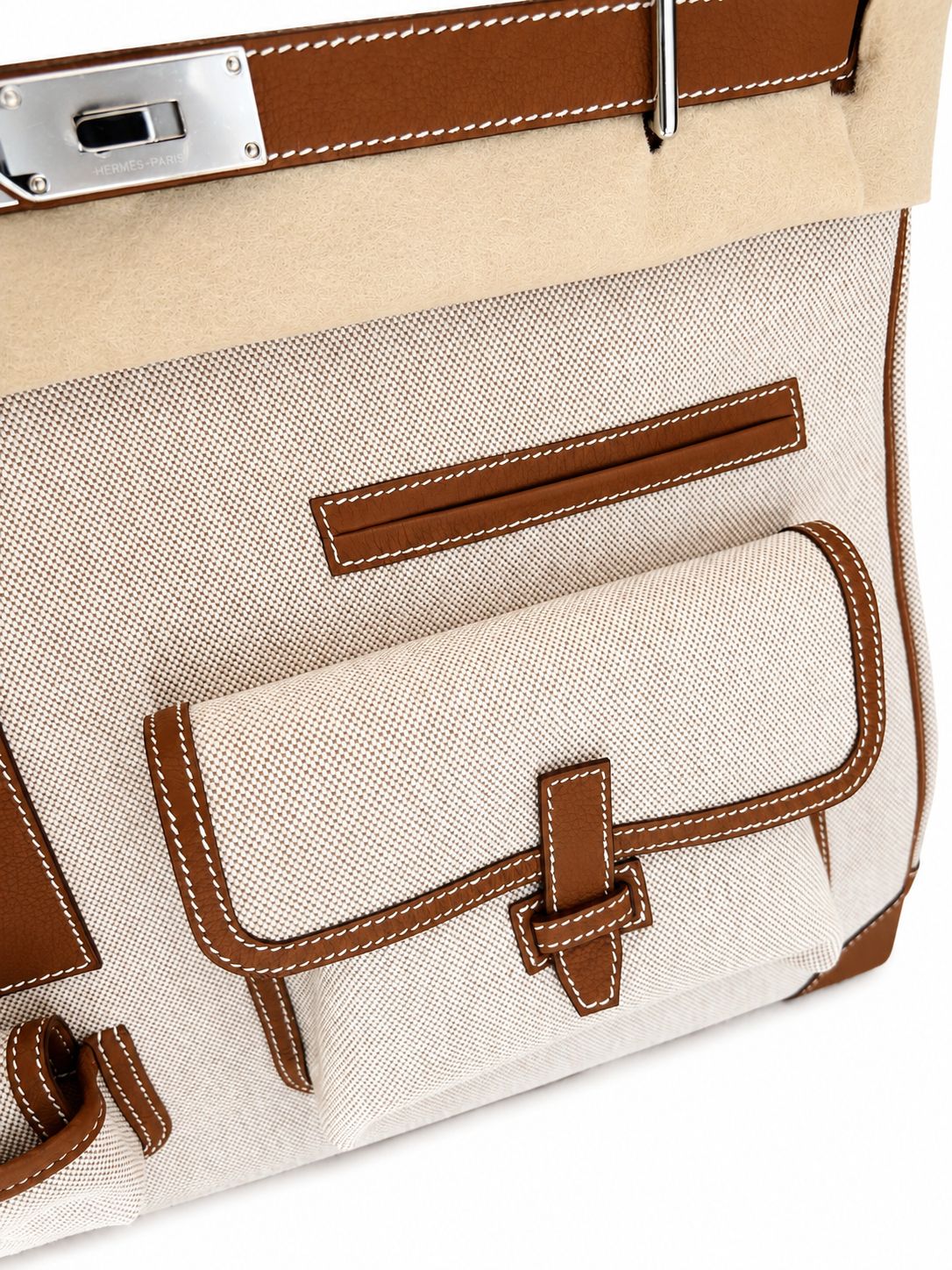 HERMÈS HAC 40 CARGO GOLD TOGO & TOILE FINITION PALLADIÉ ÉDITION LIMITÉE