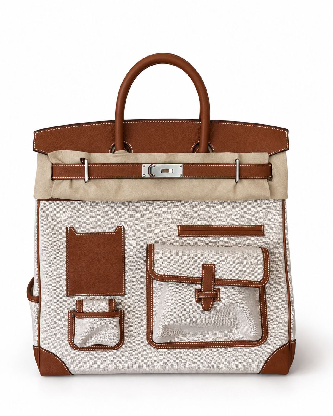 HERMÈS HAC 40 CARGO GOLD TOGO & TOILE FINITION PALLADIÉ ÉDITION LIMITÉE