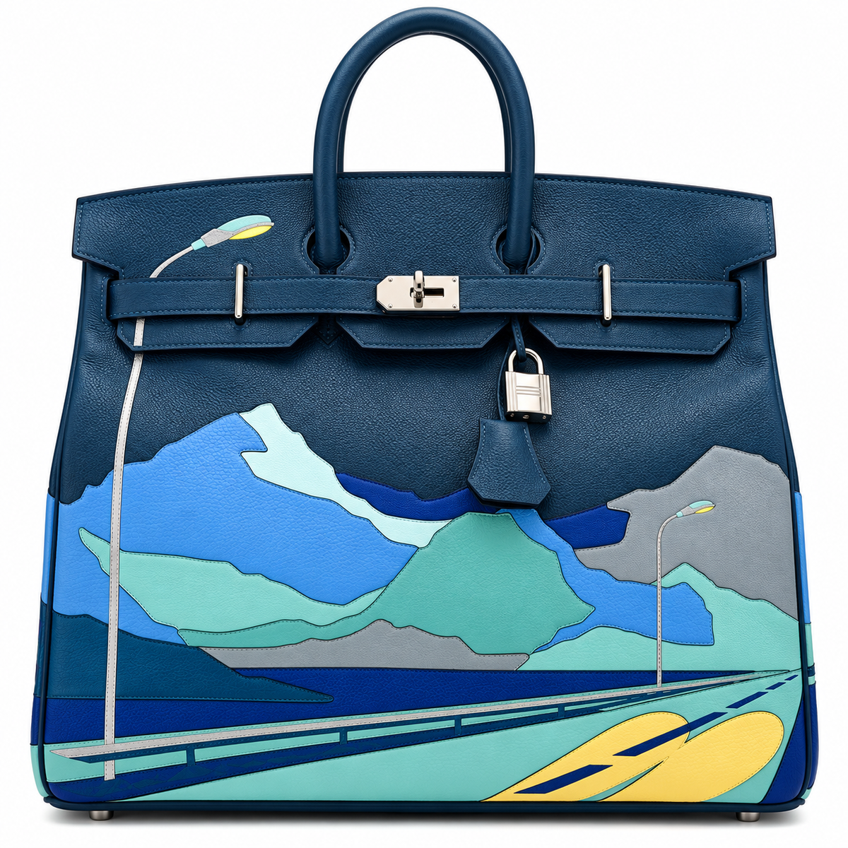 HERMÈS HAC 50 ENDLESS ROAD TOGO BLEU DE PRUSSE FINITION PALLADIÉ