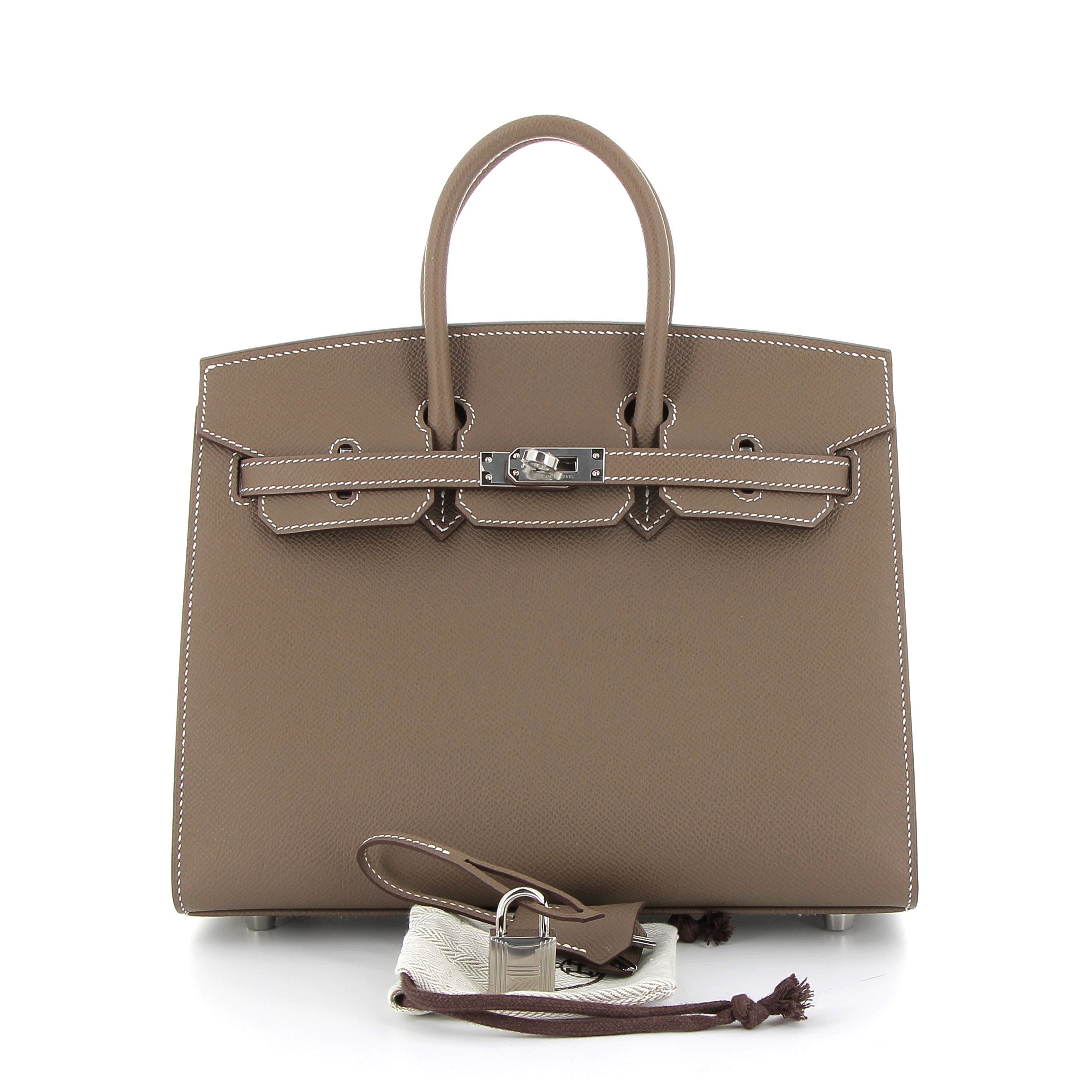 HERMES Birkin 25 Etoupe Epsom Sellier Finition Or Jaune