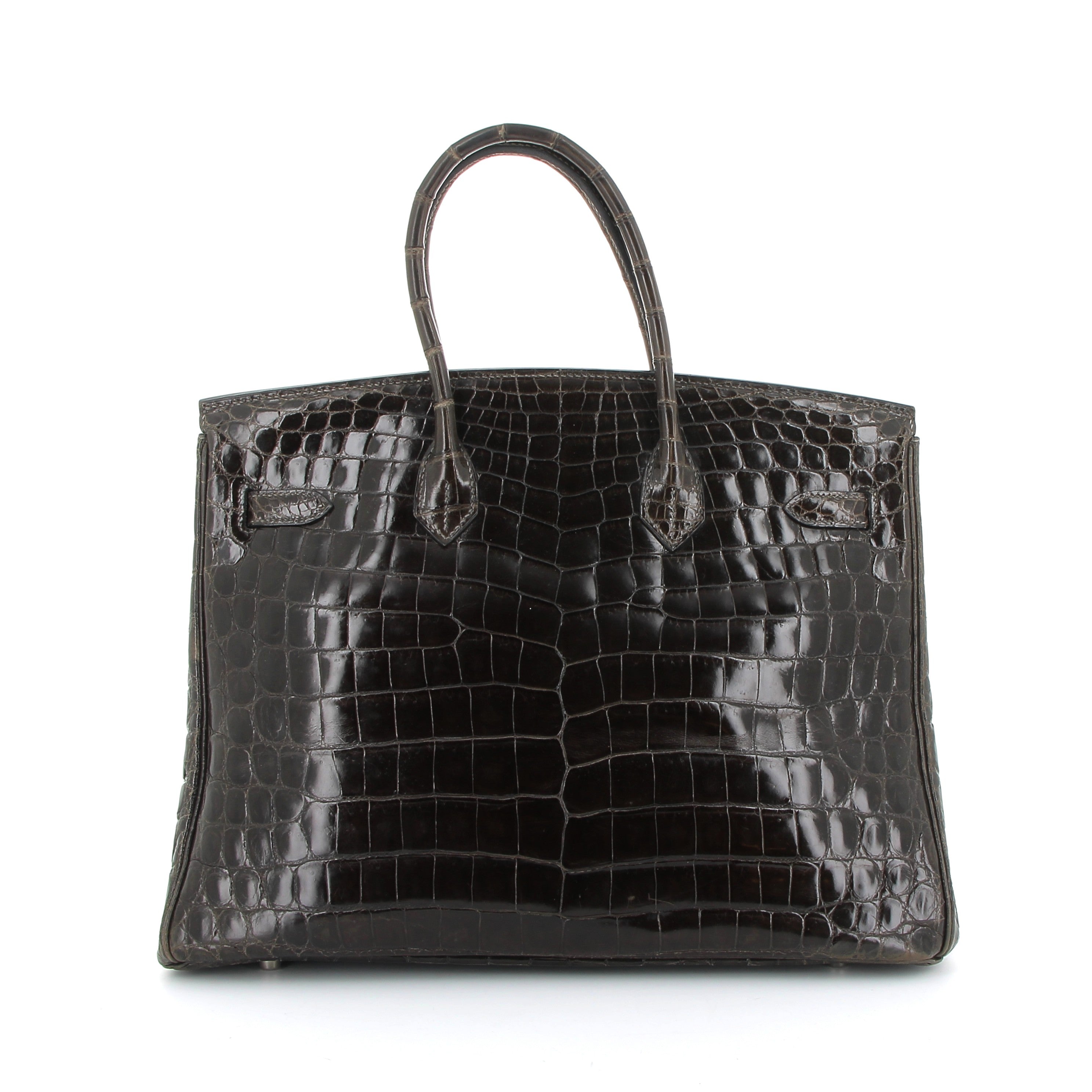 HERMES Birkin 35 Crocodile Niloticus Gris Elephant Finition Palladié