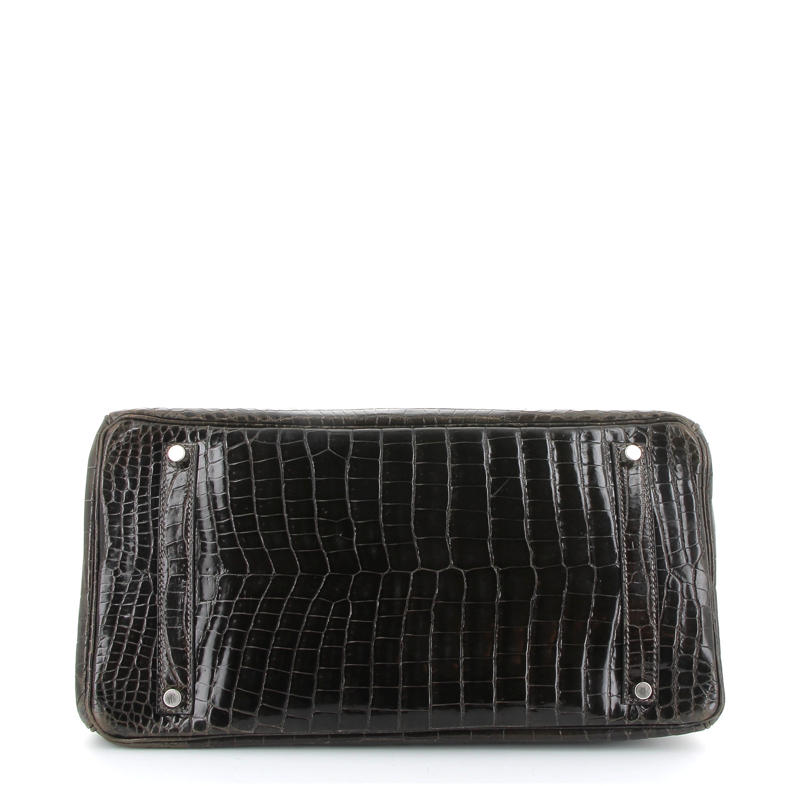 HERMES Birkin 35 Crocodile Niloticus Gris Elephant Finition Palladié