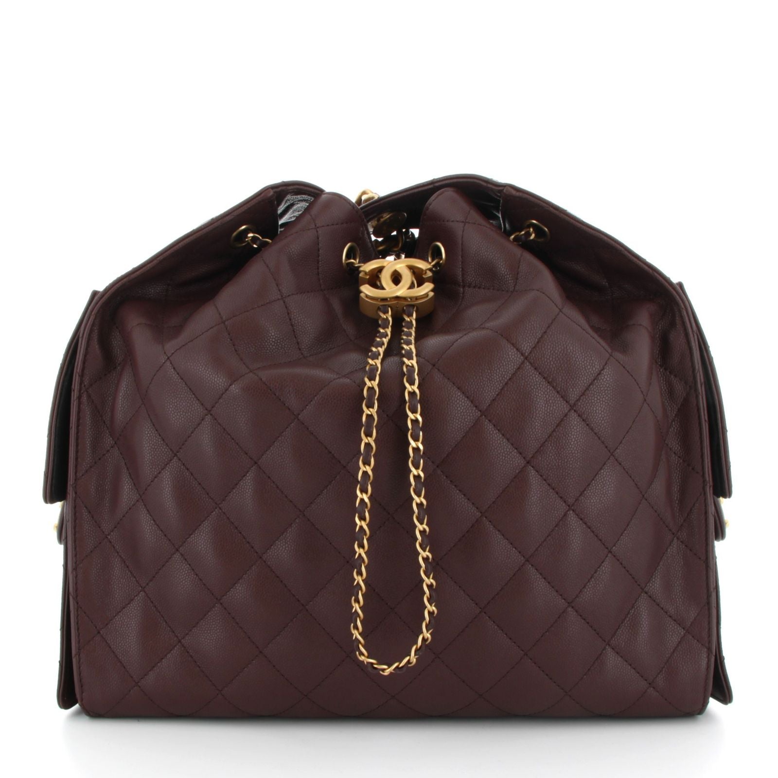 CHANEL 25 Medium Rouge Caviar Gold Hardware (Yellow Gold)