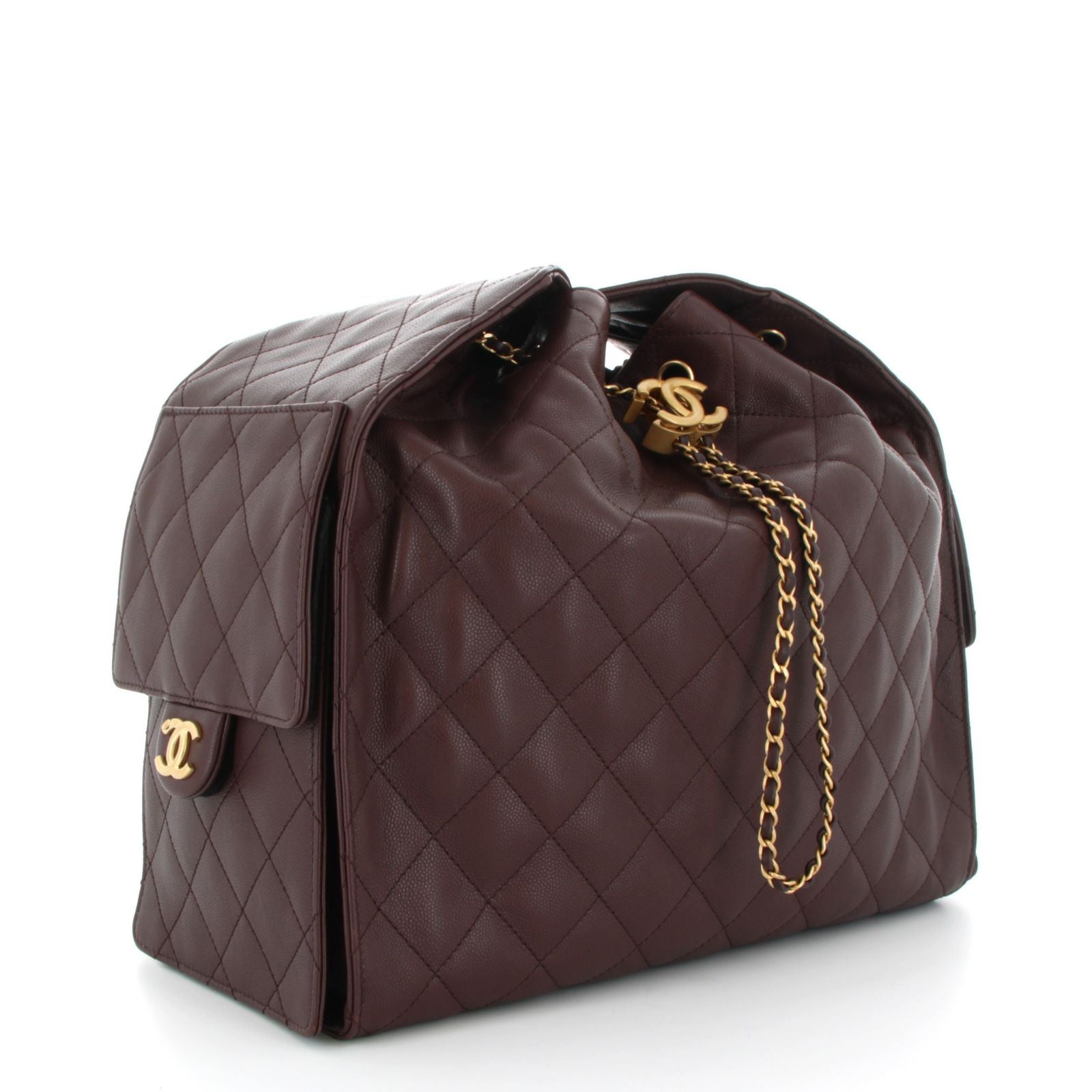CHANEL 25 Medium Rouge Caviar Gold Hardware (Yellow Gold)