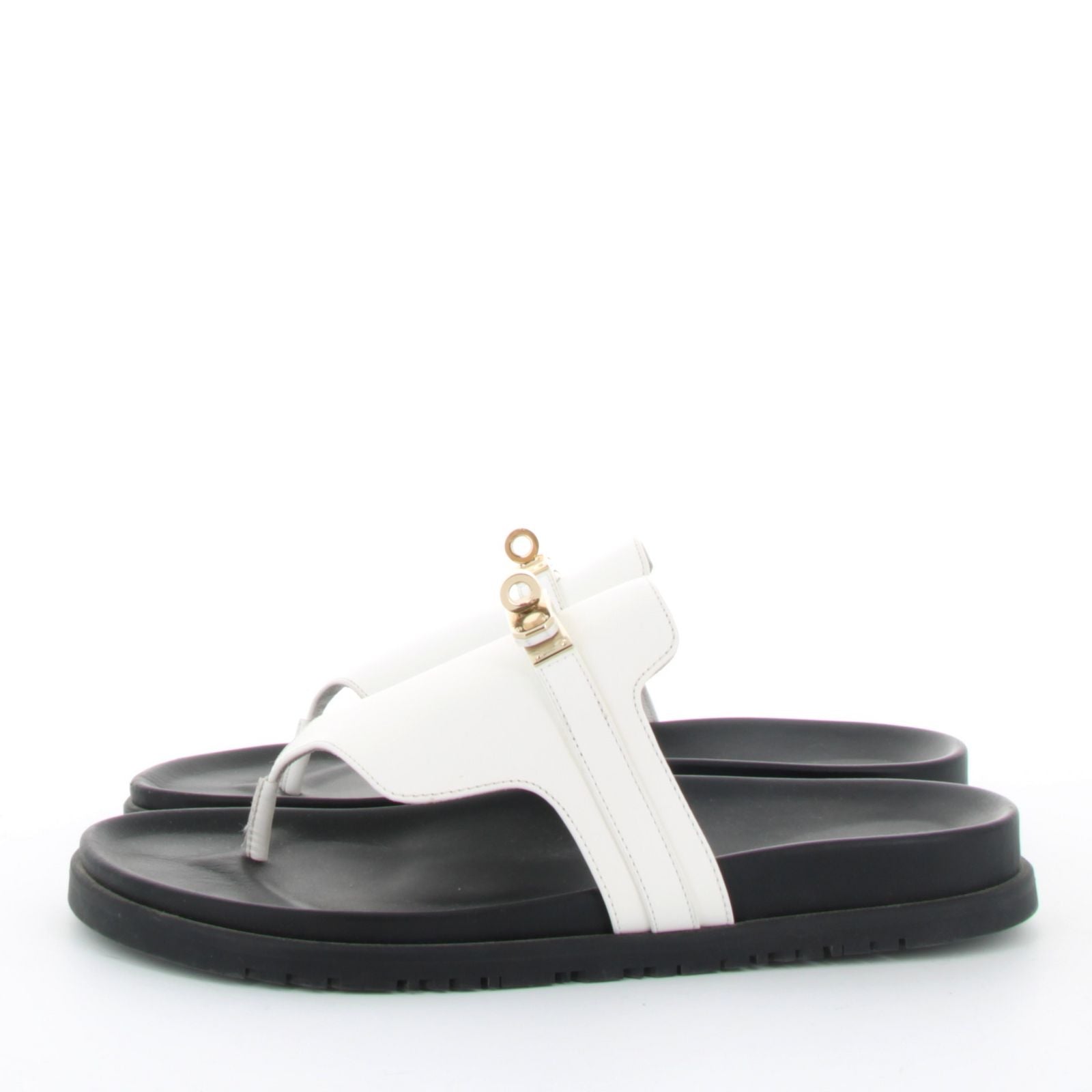 HERMÈS SANDALES EMPIRE BLANC FINITION OR JAUNE