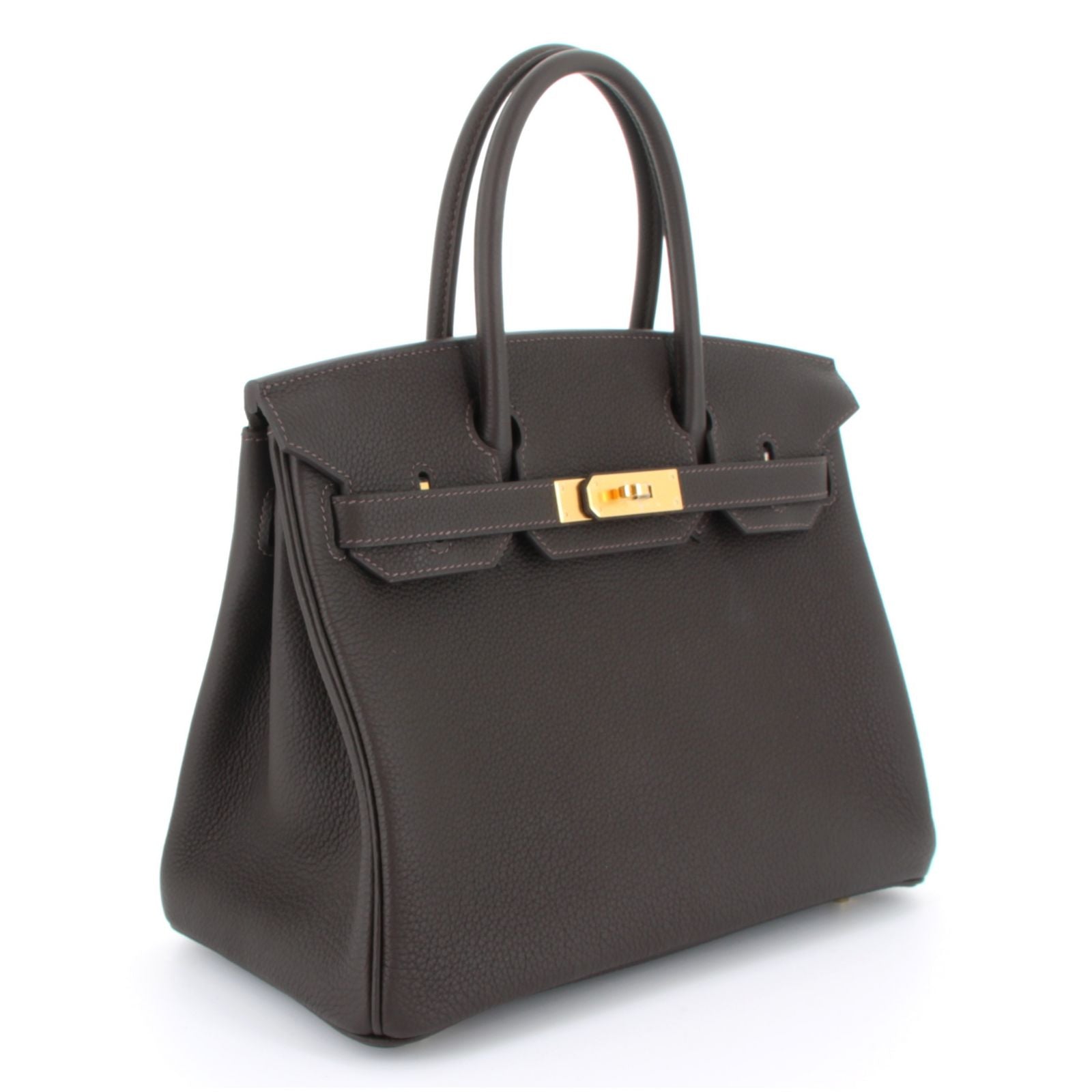 HERMES BIRKIN 30 BAI BRUN VEAU TOGO YELLOW GOLD HARDWARE