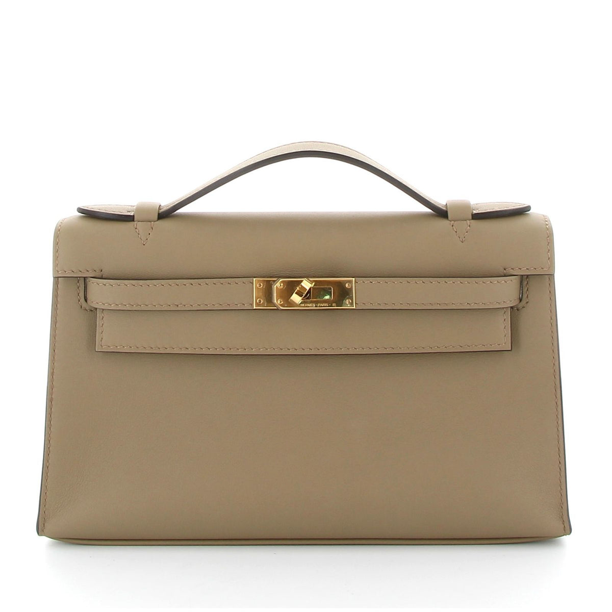 HERMES KELLY POCHETTE BEIGE MARFA SWIFT FINITION OR JAUNE