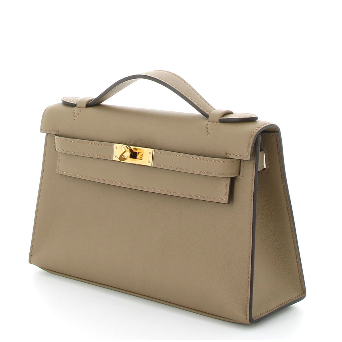 HERMES KELLY POCHETTE BEIGE MARFA SWIFT FINITION OR JAUNE