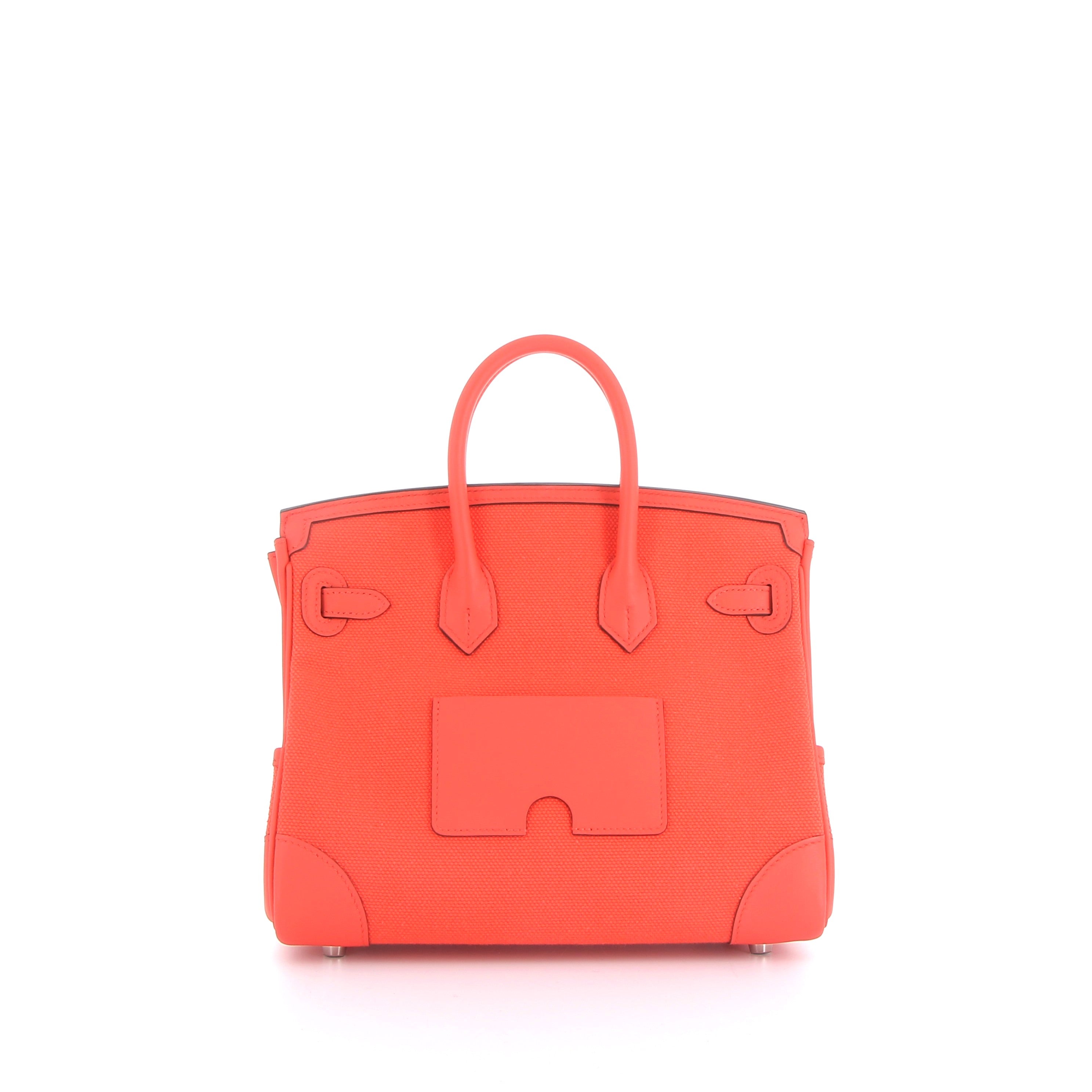 HERMÈS Birkin 25 Cargo Orange Swift/Toile Finition Palladié