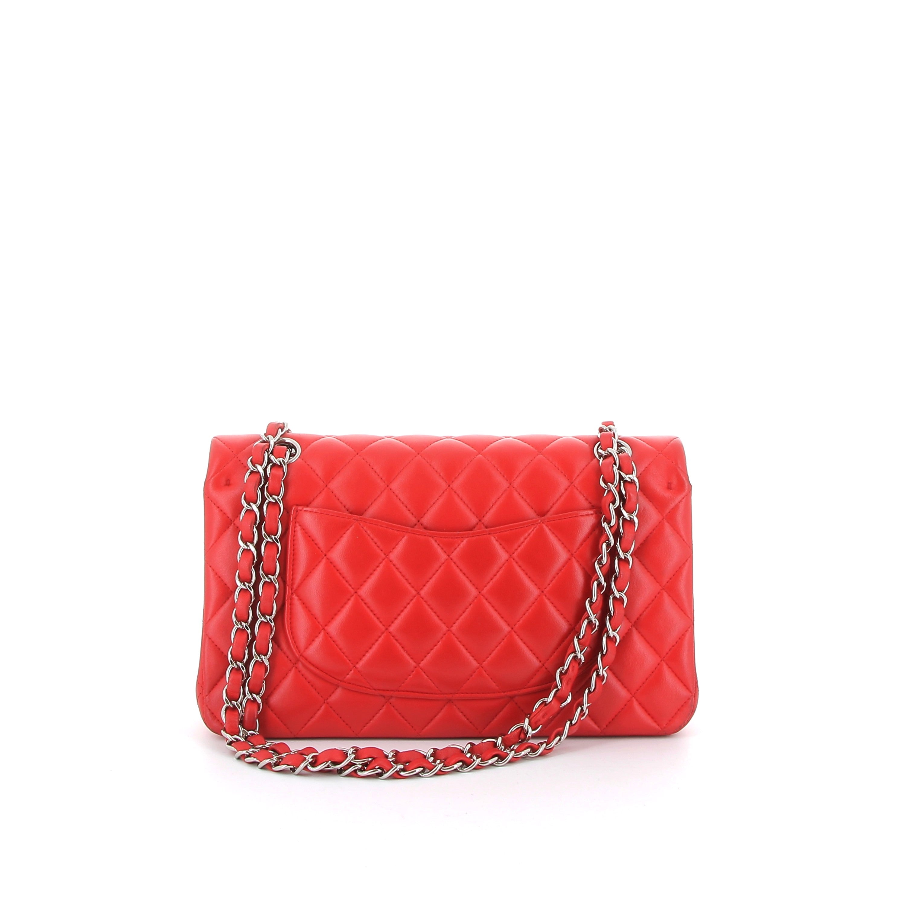 CHANEL Timeless Cuir Rouge Matelassé Finition Argent