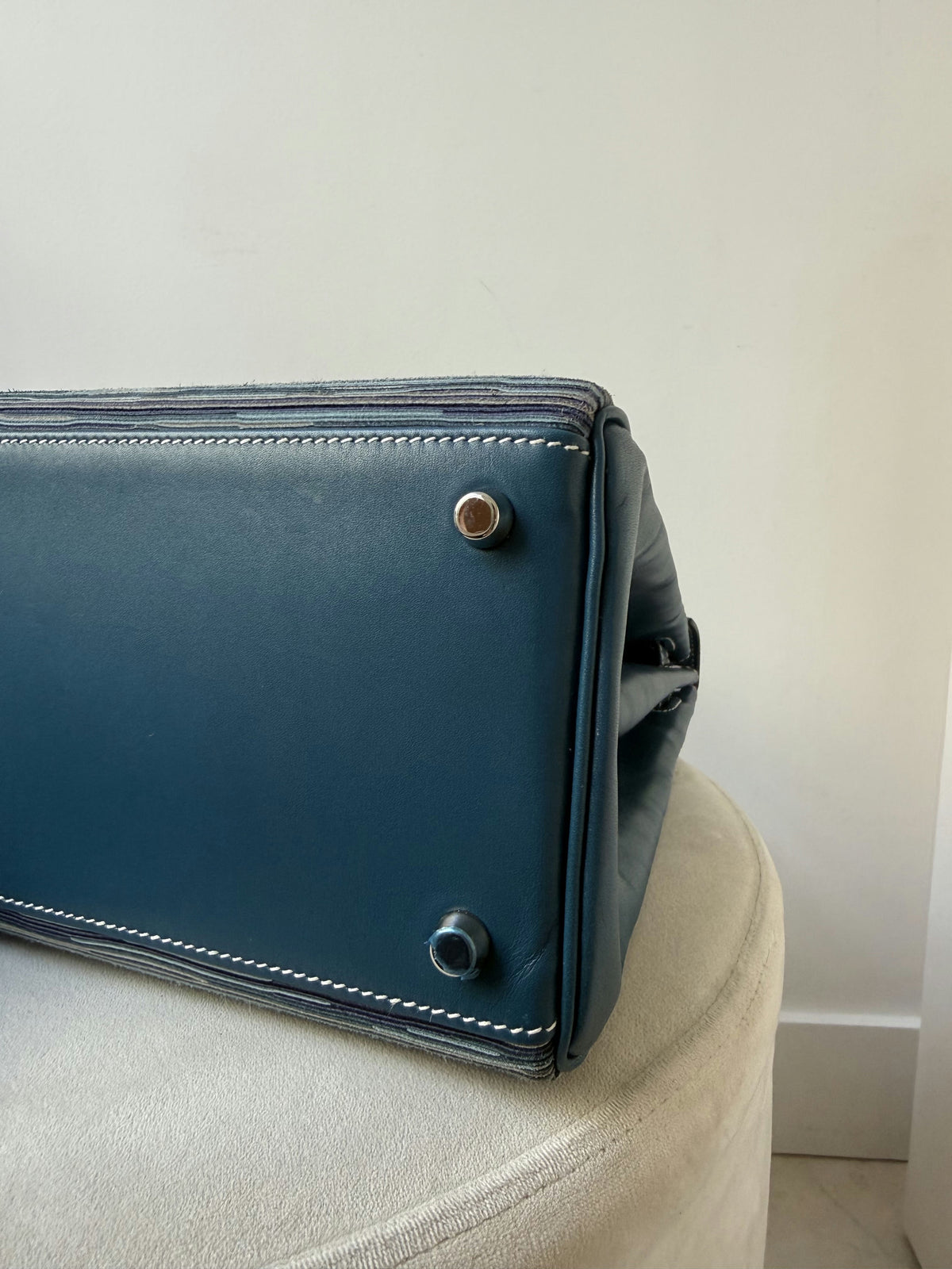 HERMÈS KELLY 28 SELLIER EPSOM BLEU COBALT VERSO BLEU ATOLL FINITION PALLADIÉE