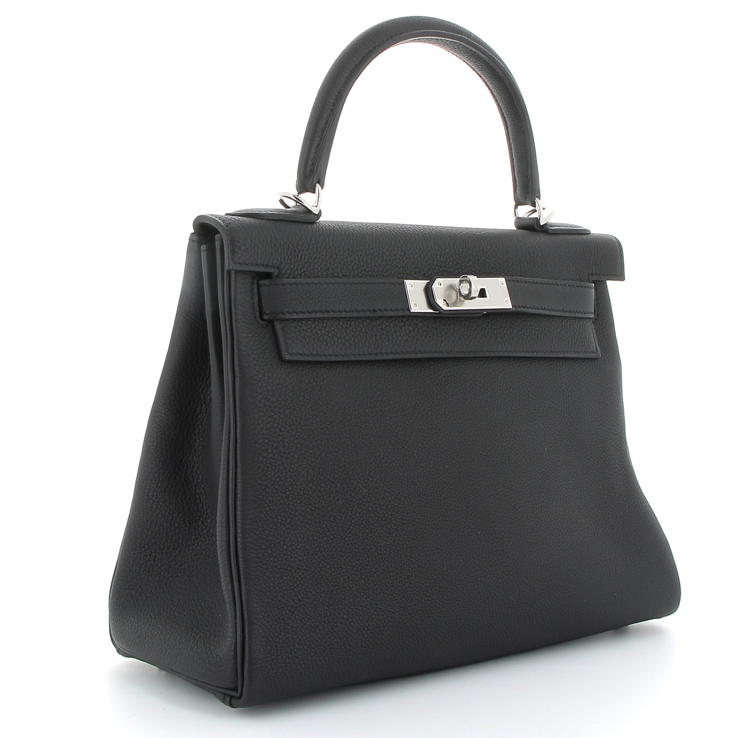 HERMES Kelly 28 Noir Cuir Togo Finition Palladié
