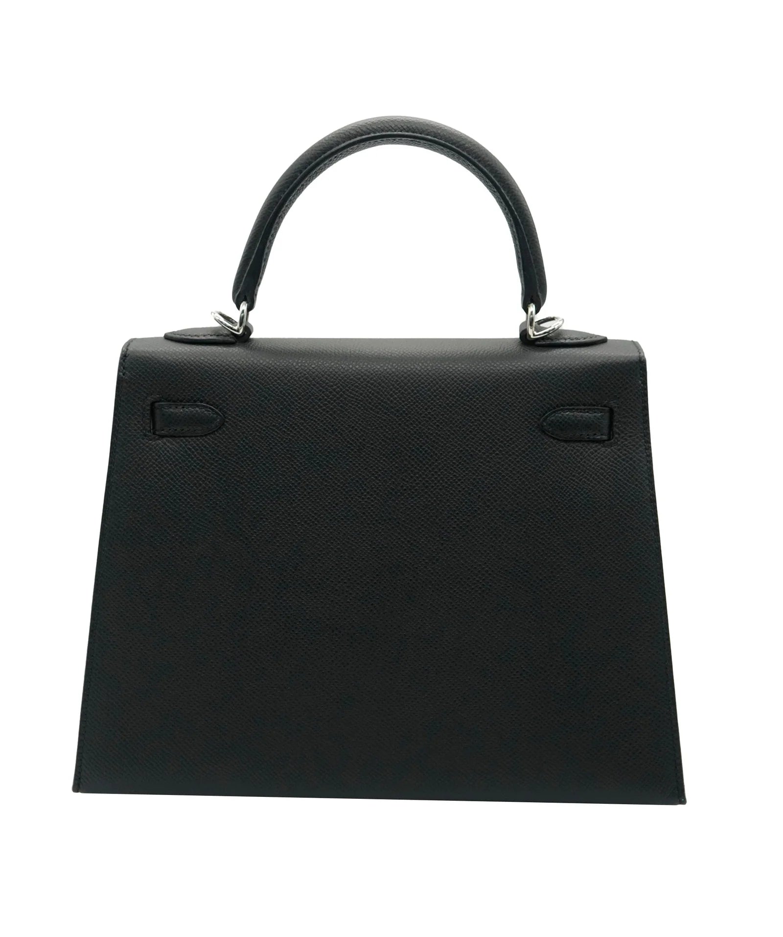 HERMES Kelly 25 Noir Cuir Epsom Finition Palladié