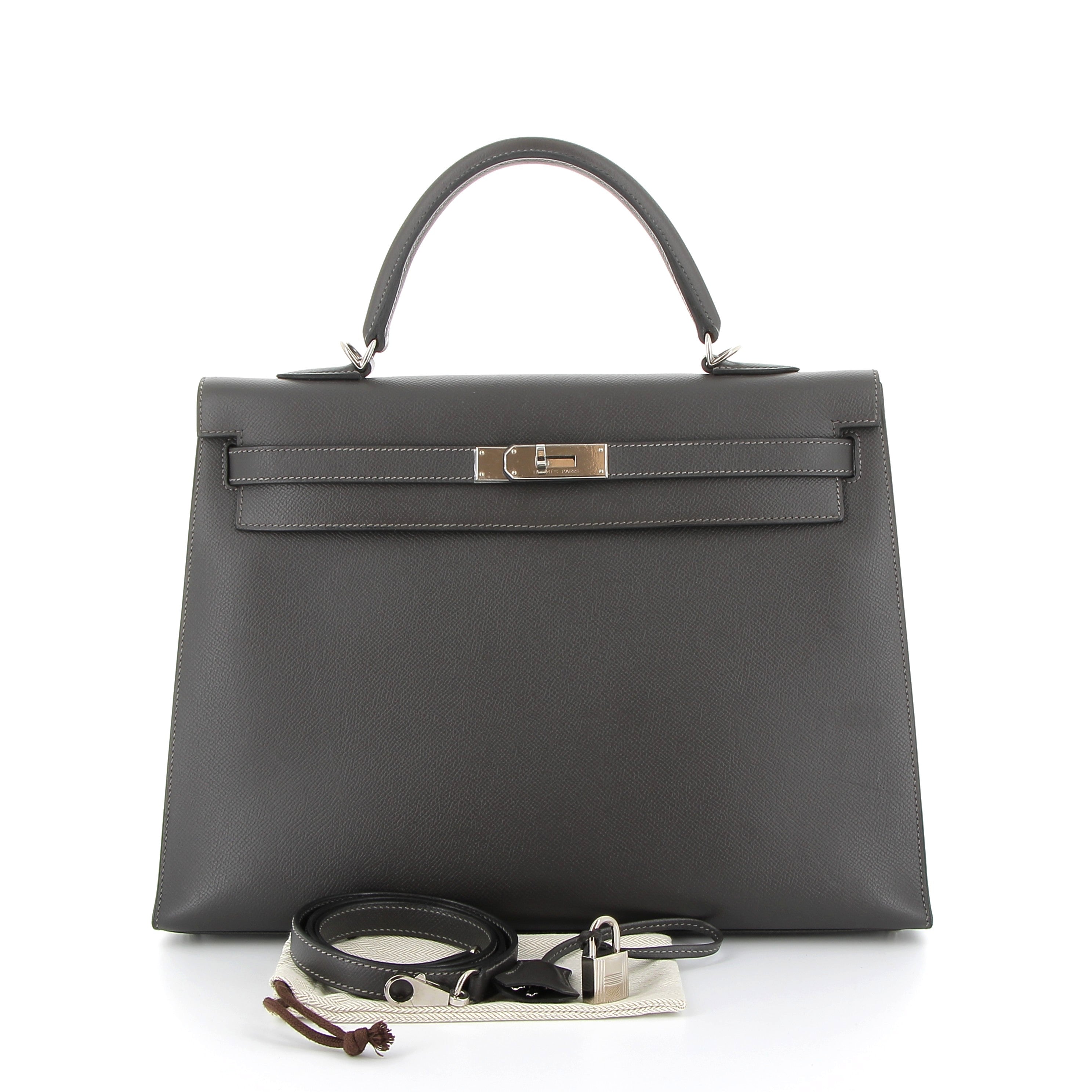 HERMÈS Kelly 35 cuir Epsom Ardoise finition palladium