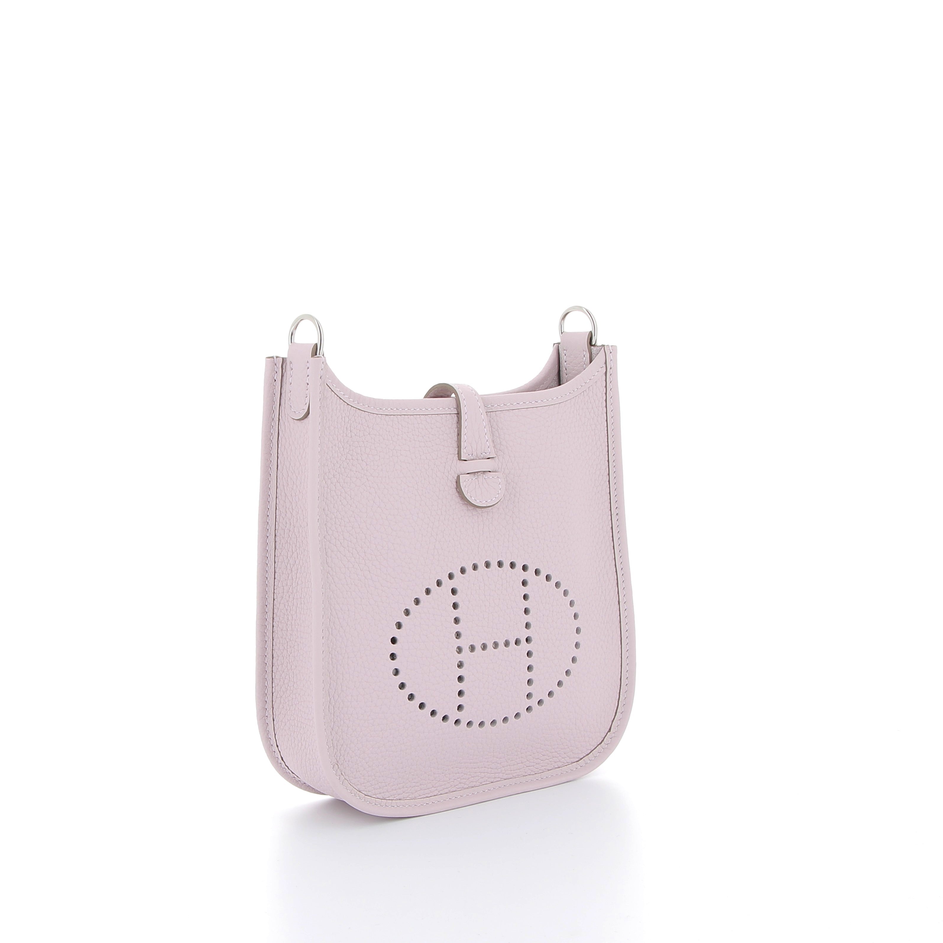 HERMES Mini Evelyne Mauve Pale Taurillon Clémence Finition Palladié