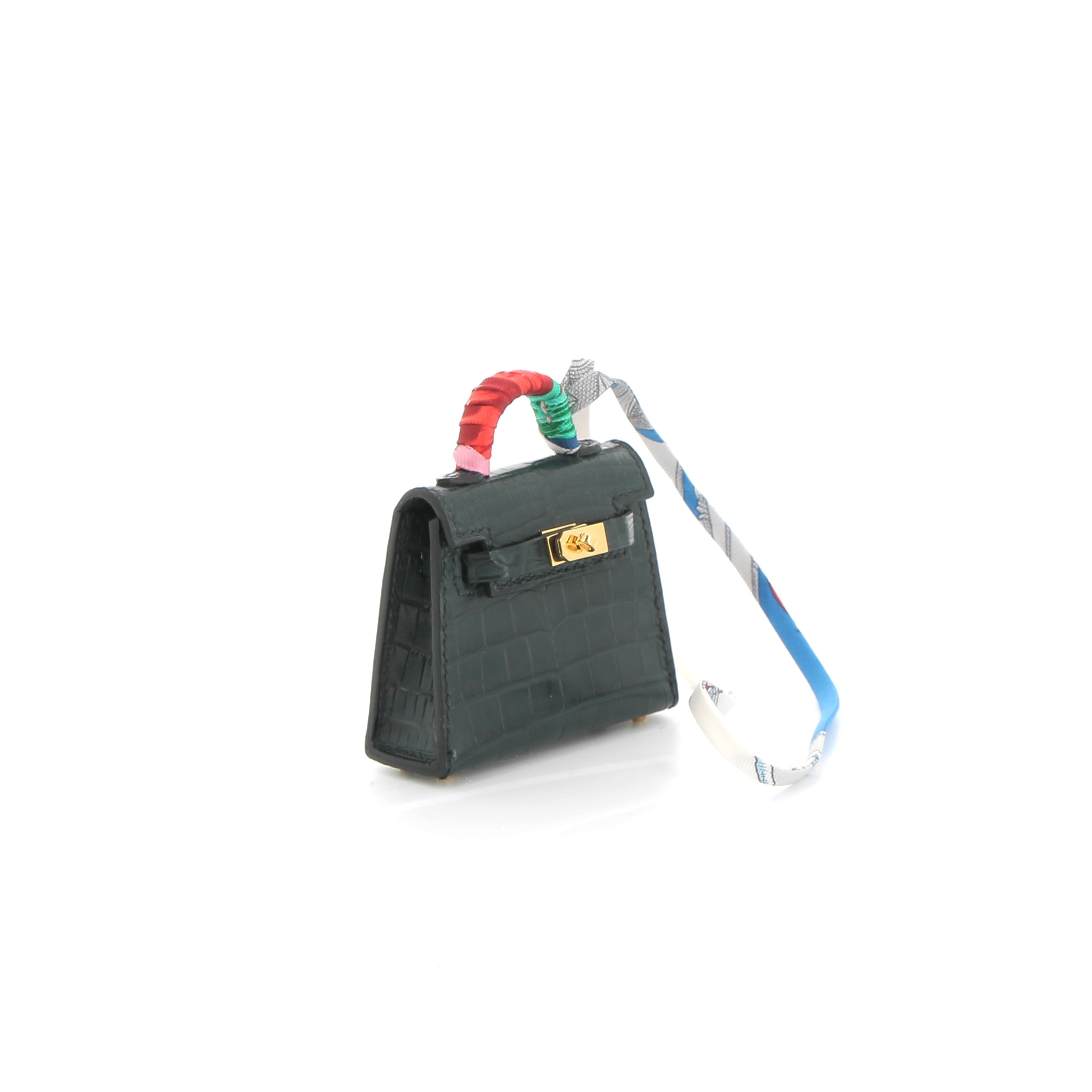 HERMES Charms Kelly Twilly Noir Crocodile