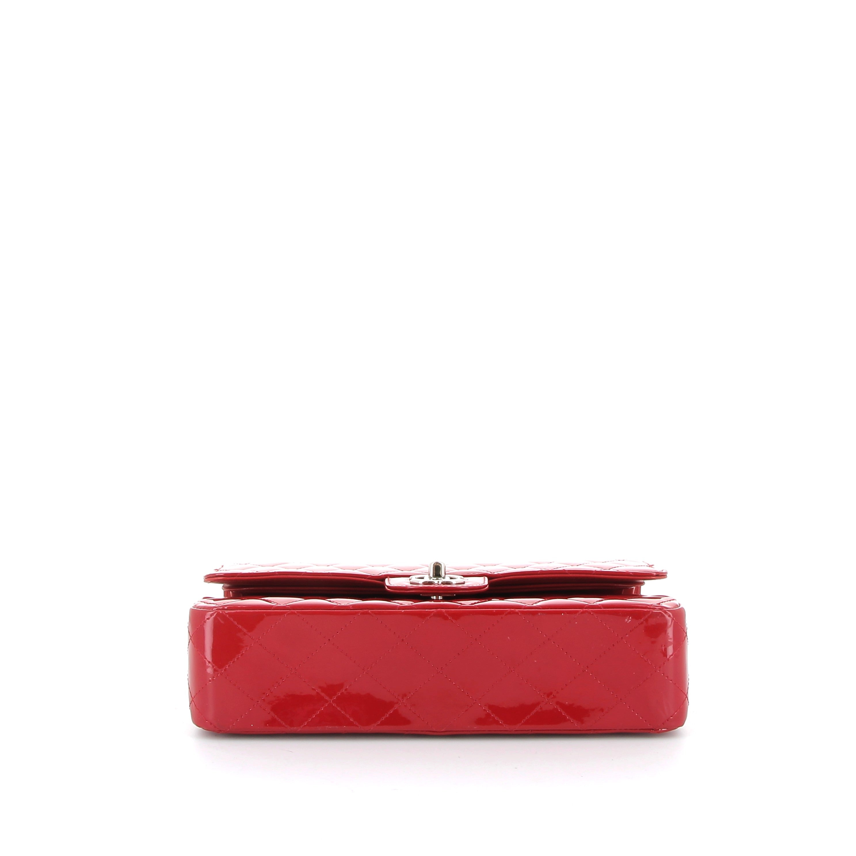 CHANEL Timeless Cuir Verni Rouge Finition Palladié