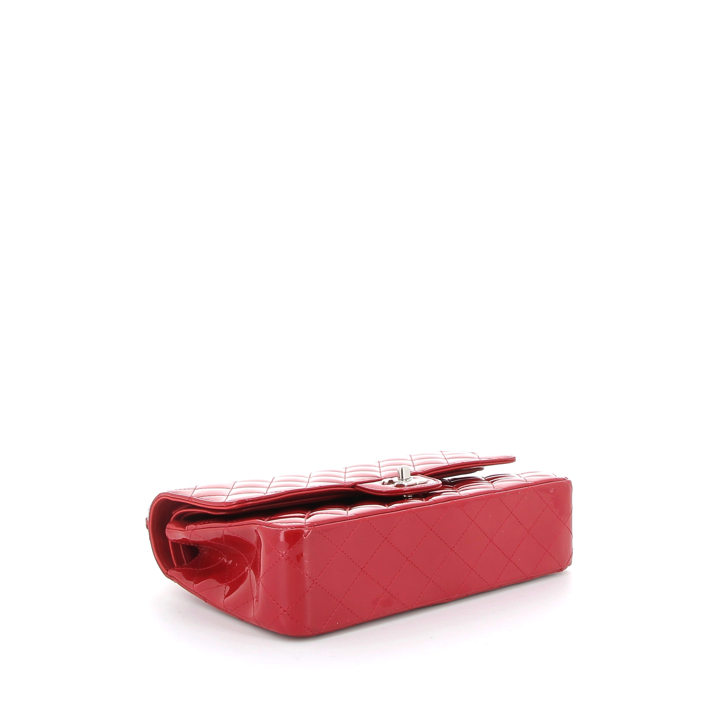 CHANEL Timeless Cuir Verni Rouge Finition Palladié