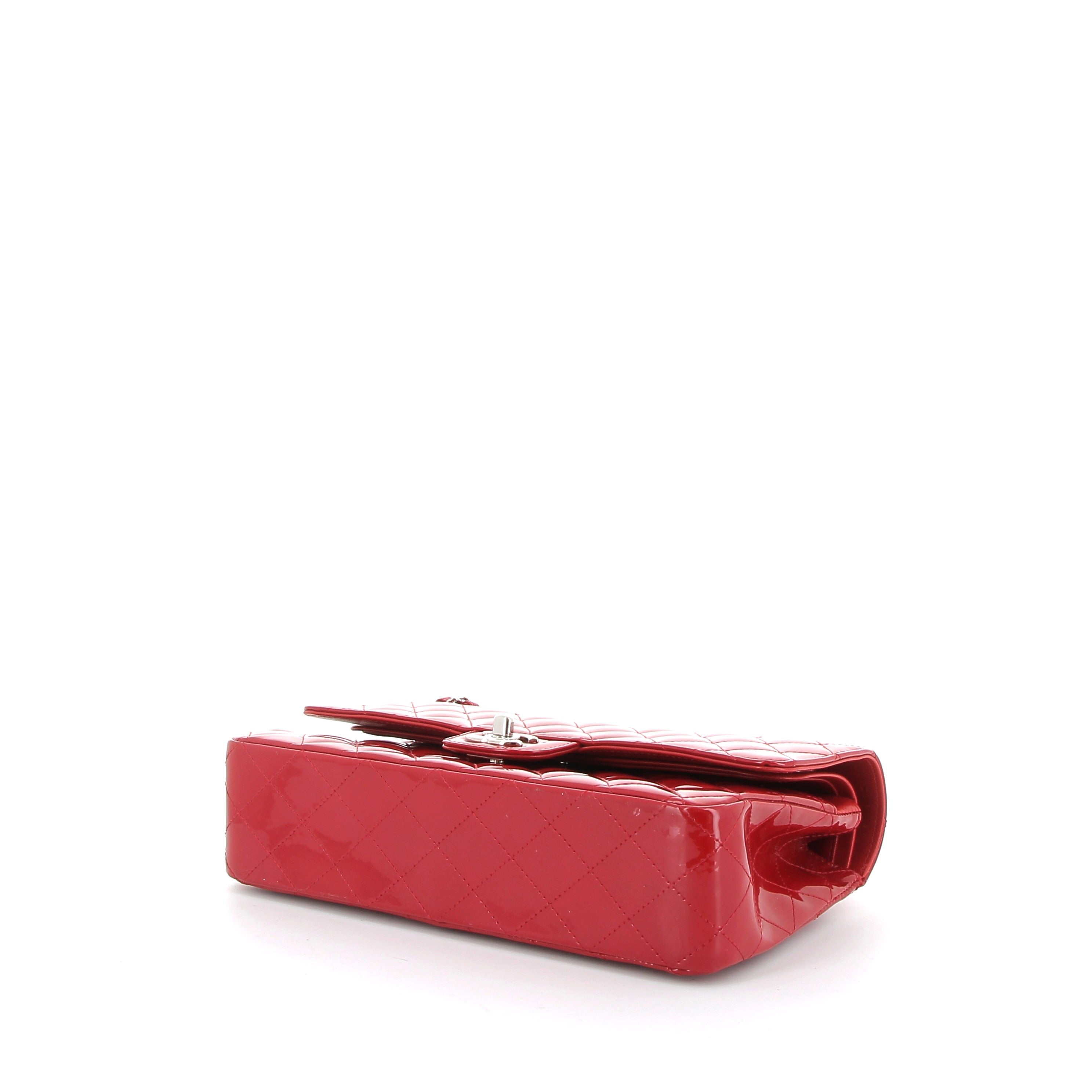 CHANEL Timeless Cuir Verni Rouge Finition Palladié