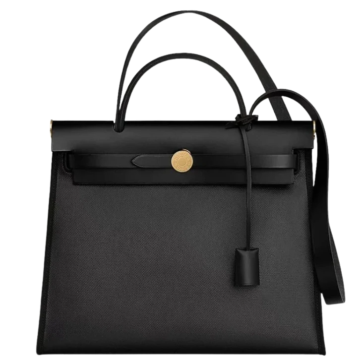 HERMES Herbag 31 Zip Toile Berline Vache Hunter Finition Or Jaune