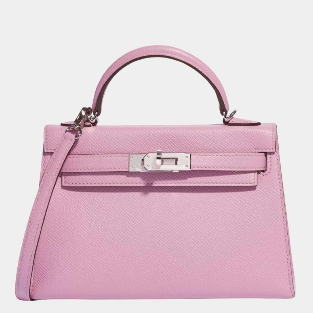 HERMES Kelly 20 Mauve Sylvestre Cuir Epsom Finition Palladié