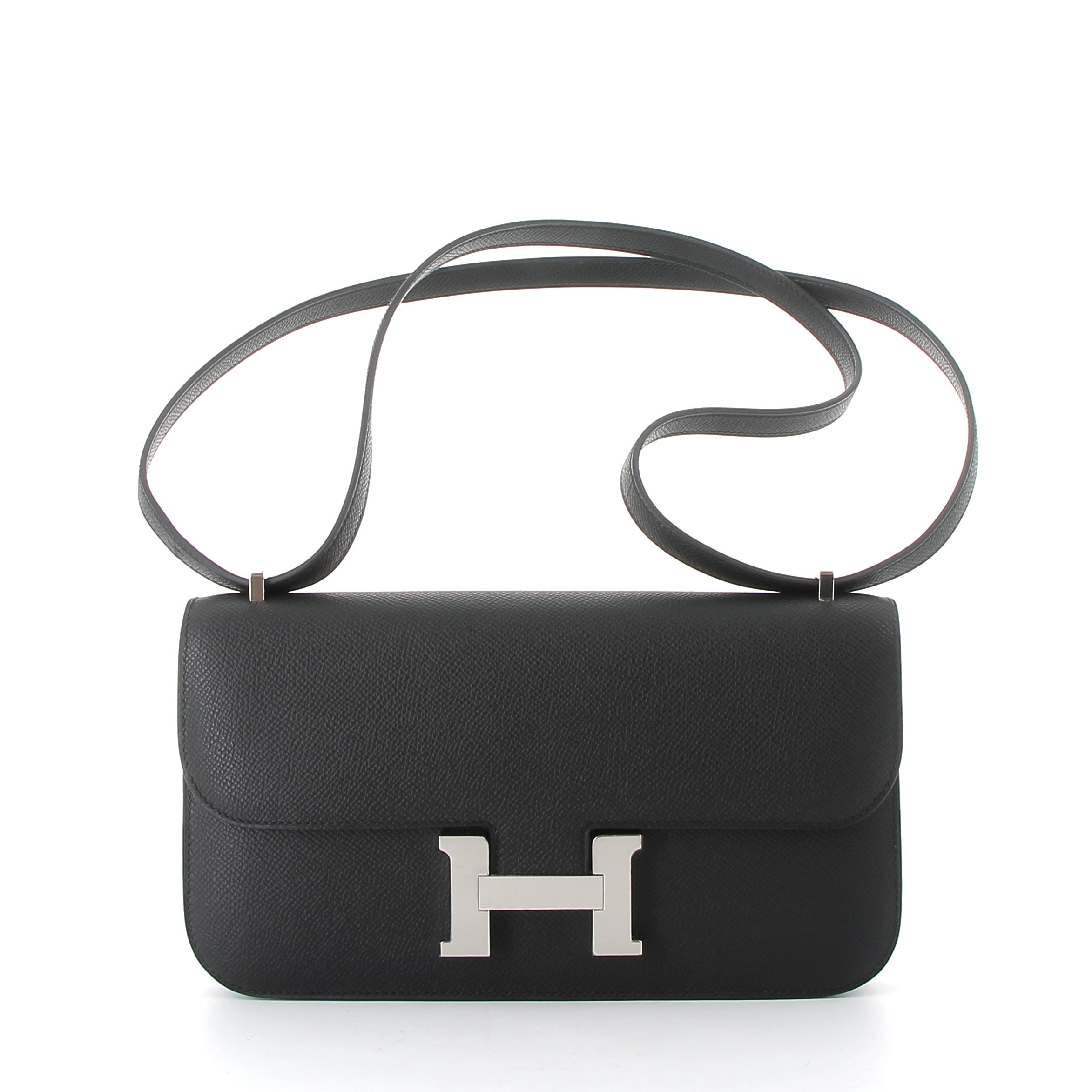 HERMES Constance Elan Noir Cuir Epsom Finition Palladié