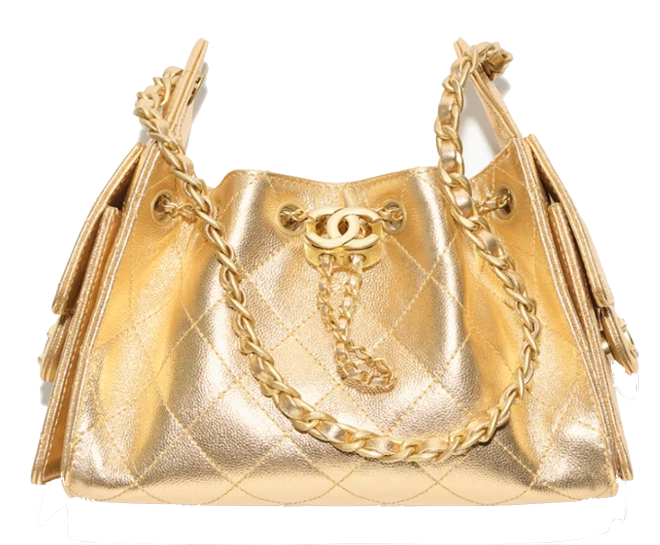 CHANEL Chanel 25 Mini En Cuir De Veau Grainé Métallisé Et Or