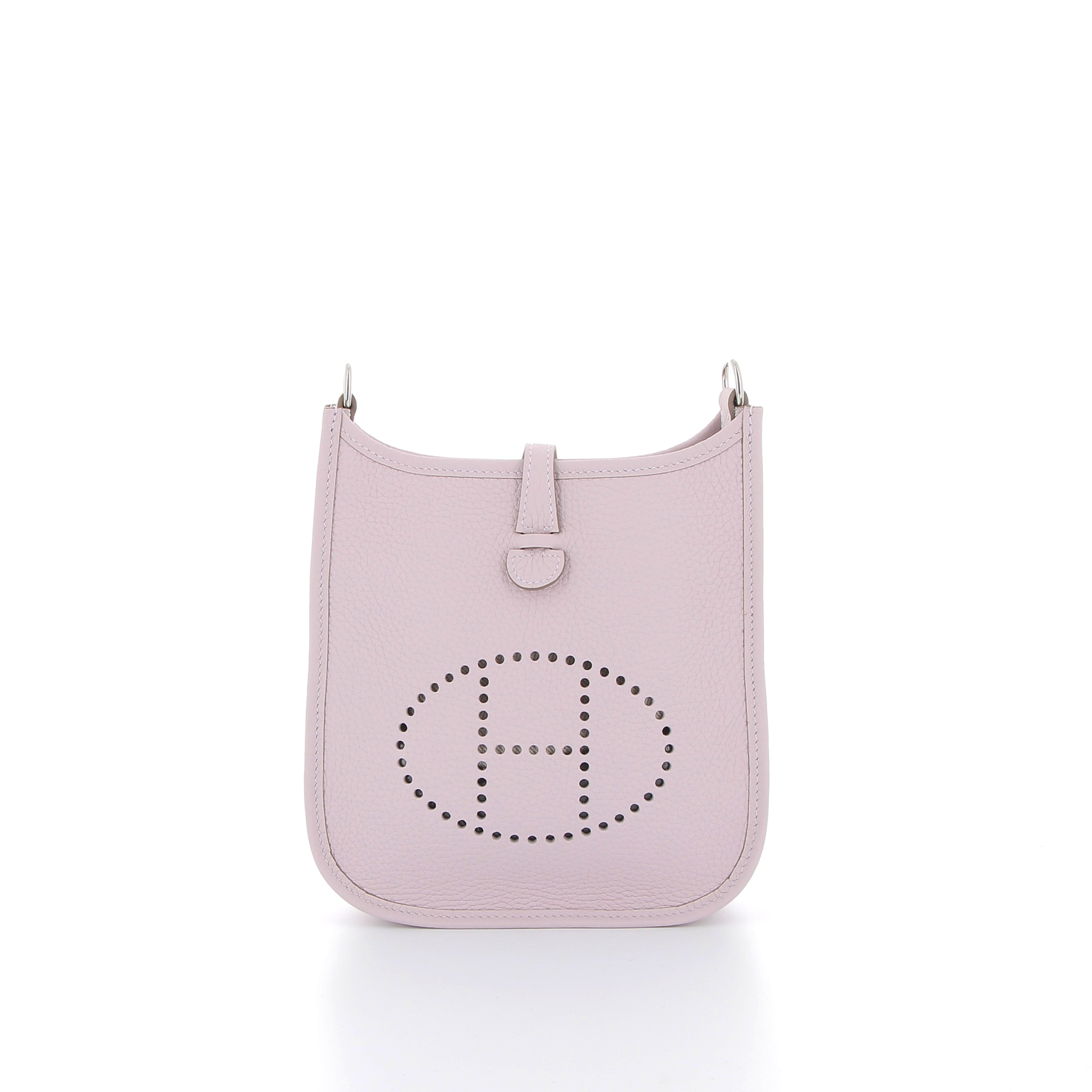 HERMES Mini Evelyne Mauve Pale Taurillon Clémence Finition Palladié