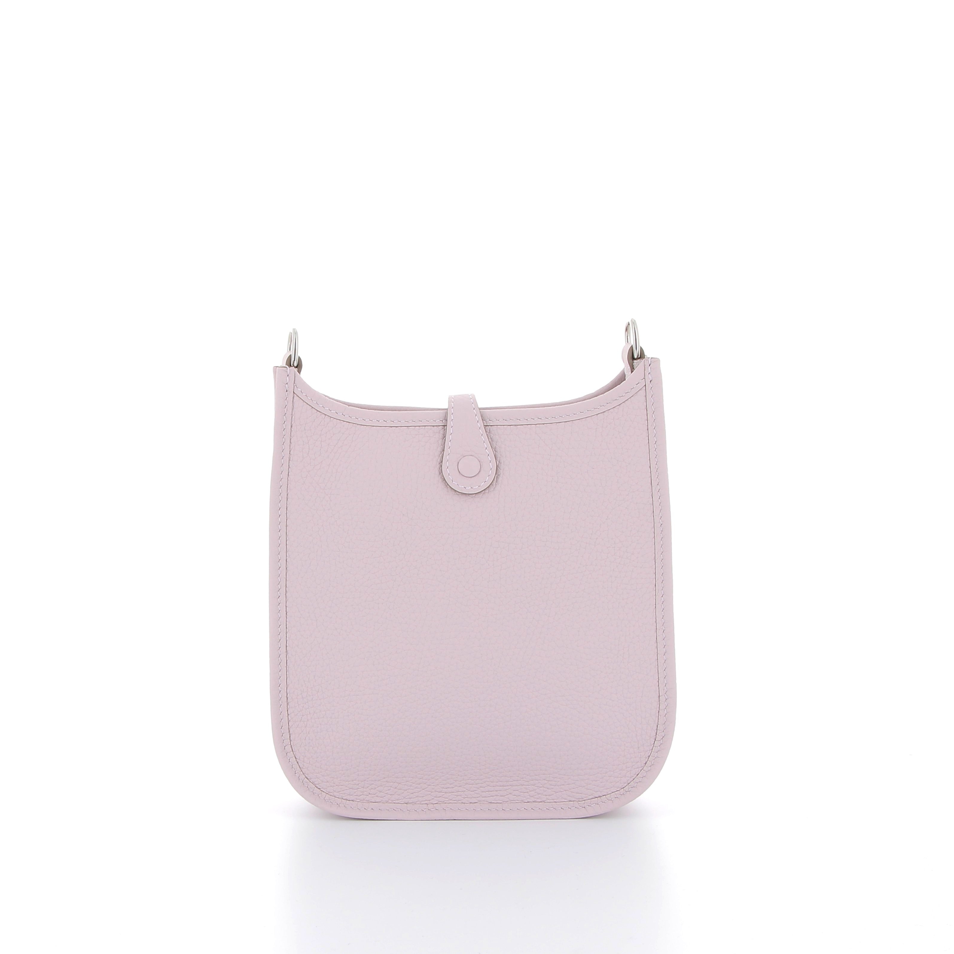 HERMES Mini Evelyne Mauve Pale Taurillon Clémence Finition Palladié