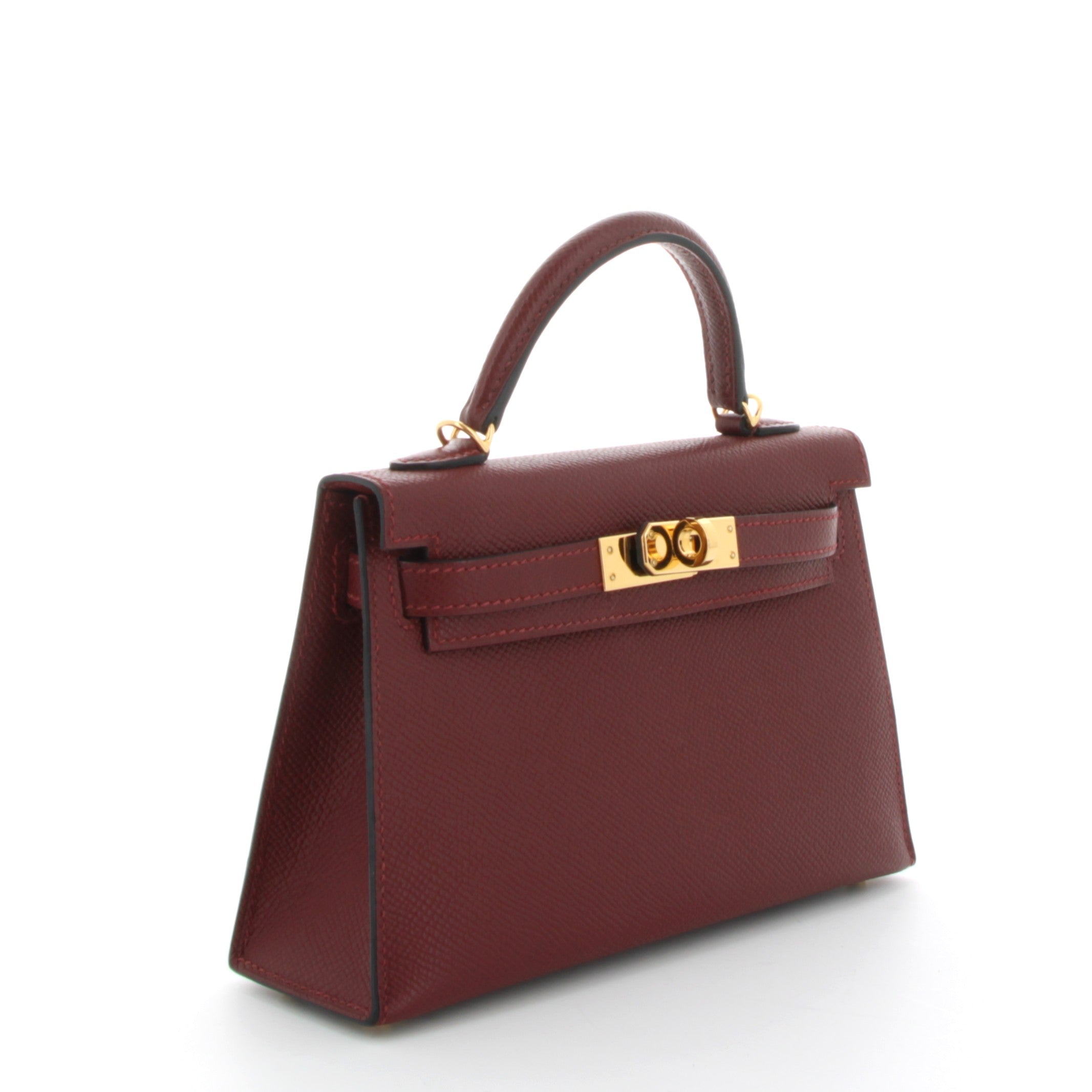 HERMES Kelly 20 Rouge H Cuir Epsom Finition Or Jaune