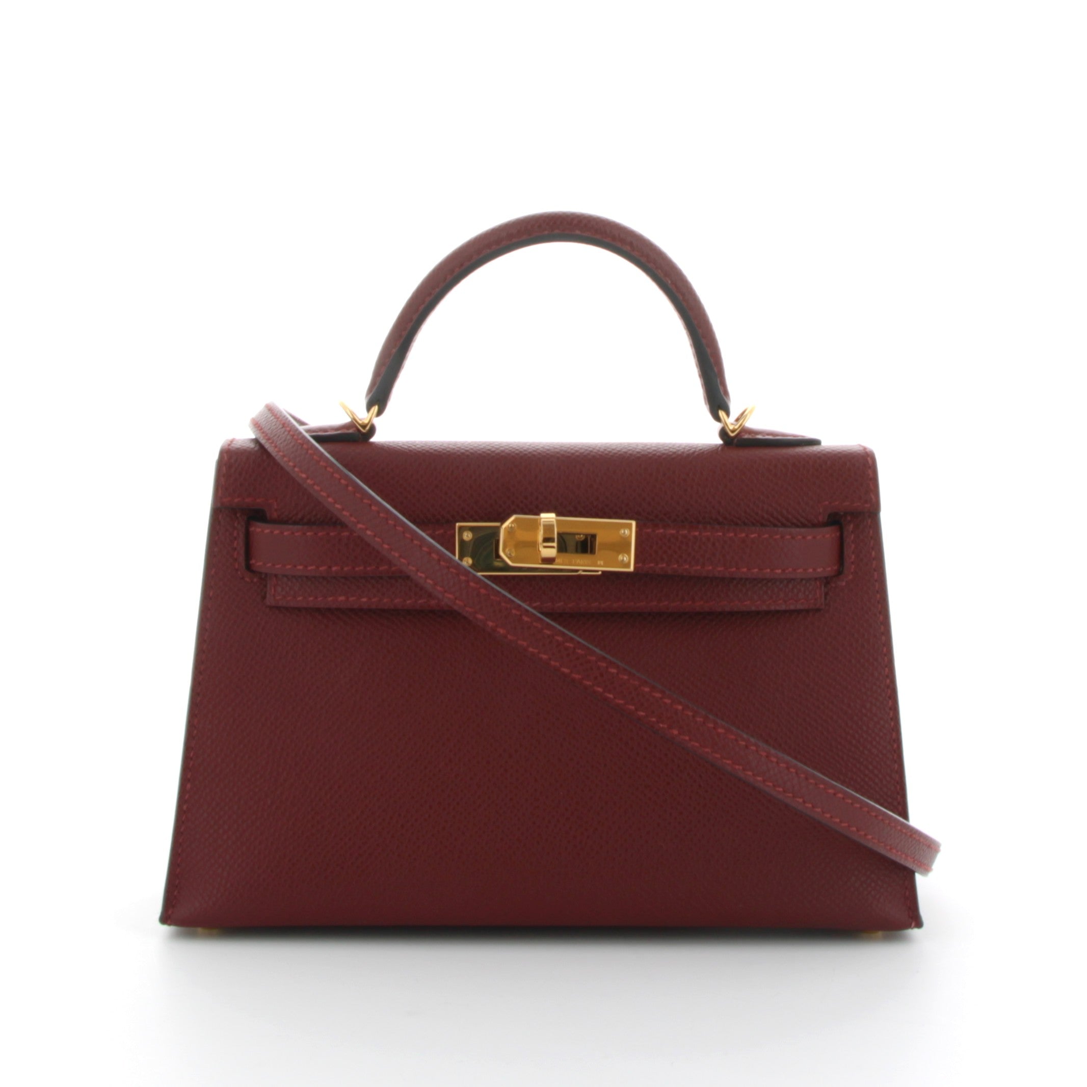 HERMES Kelly 20 Rouge H Cuir Epsom Finition Or Jaune