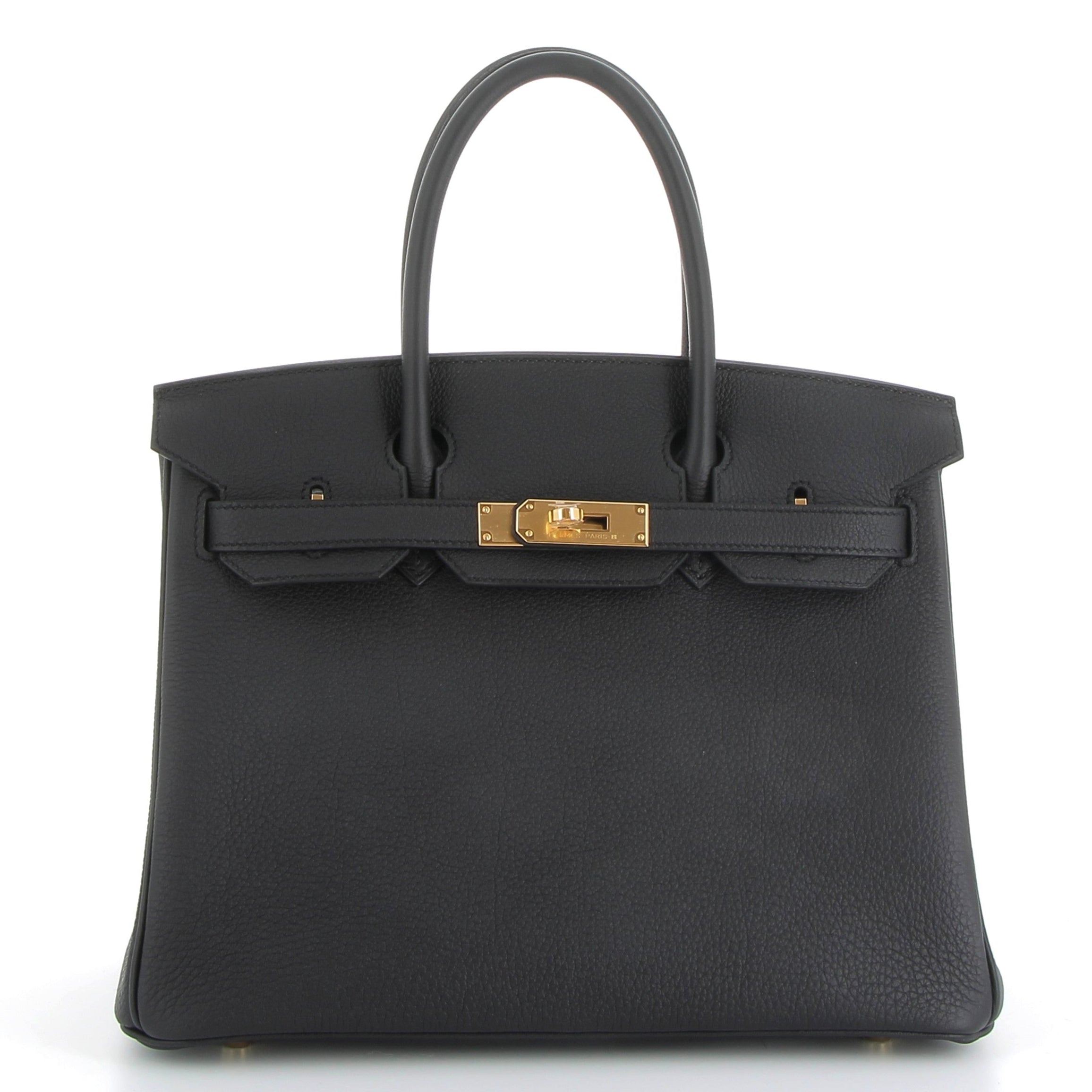 HERMES Birkin 25 Noir Togo Finition Or Jaune