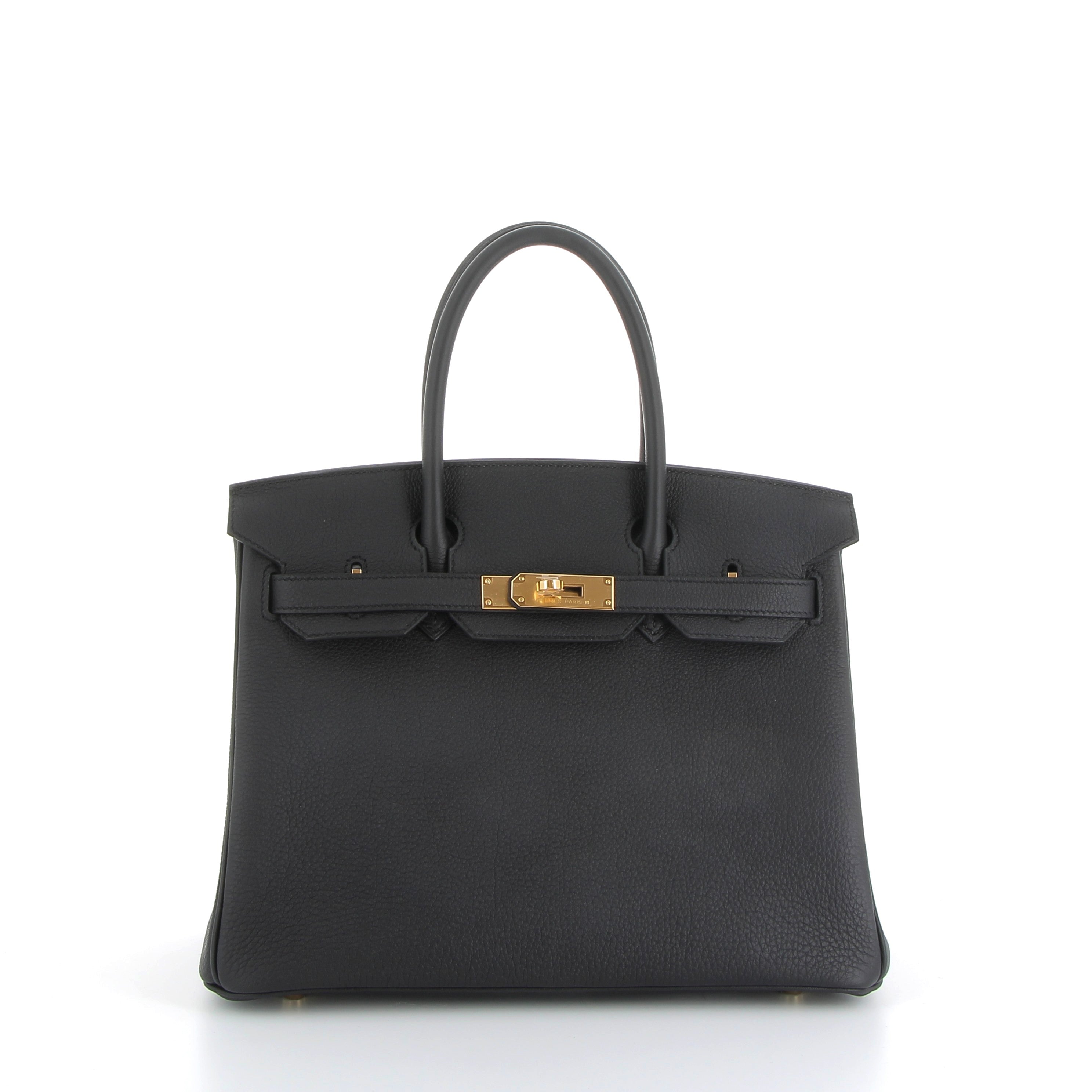 HERMES Birkin 25 Noir Togo Finition Or Jaune