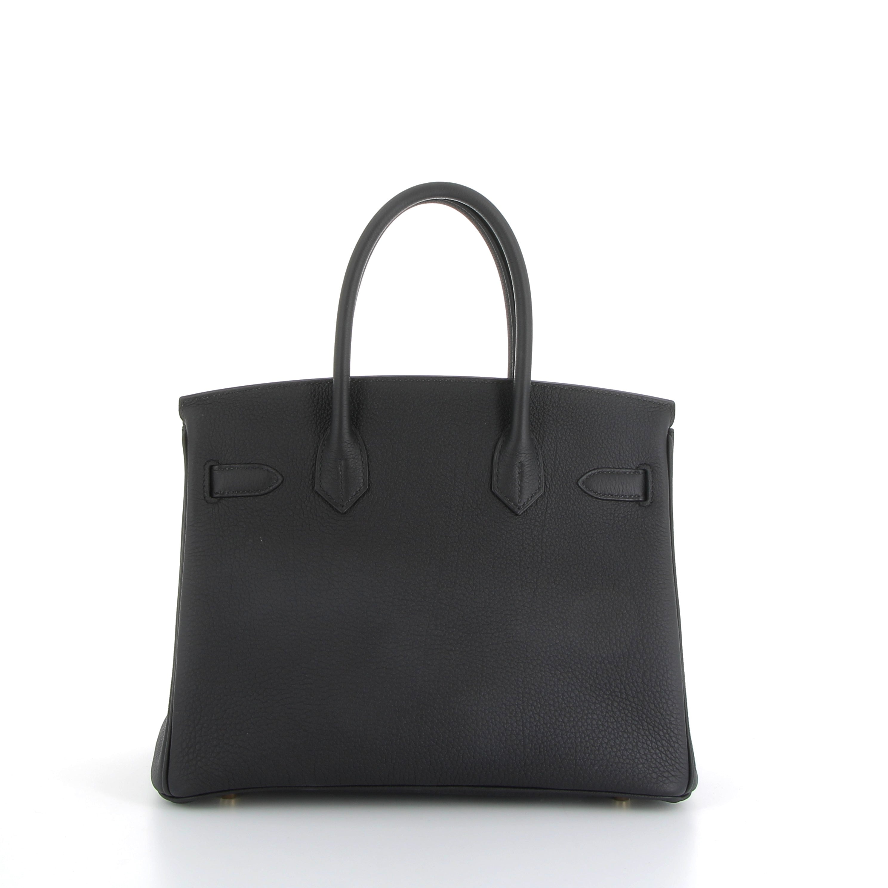 HERMES Birkin 25 Noir Togo Finition Or Jaune