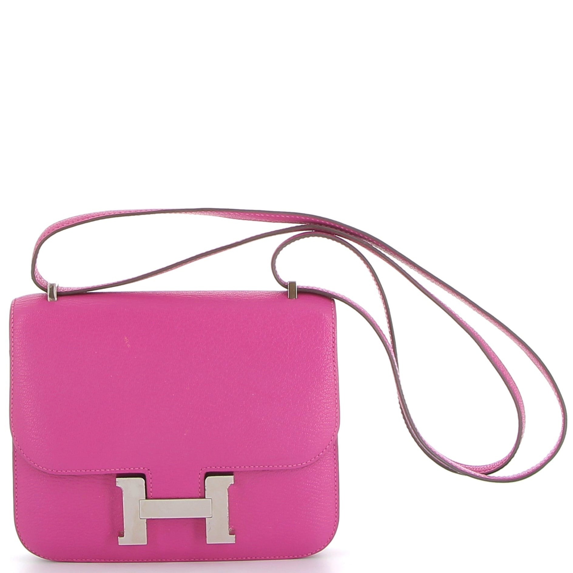 HERMÈS Constance 18 Rose Chèvre Mysore Finition Palladié